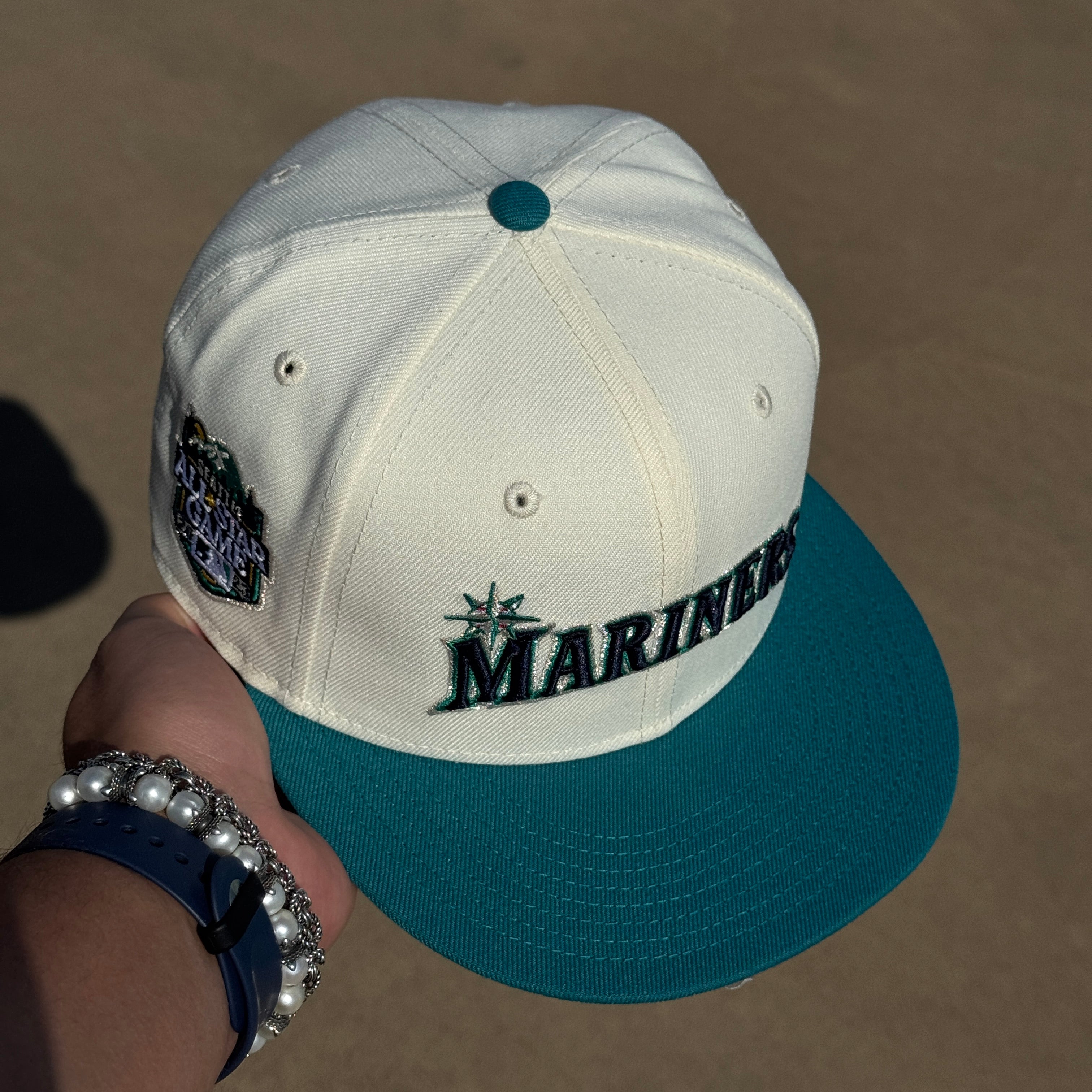 USED 1/8 Chrome Seattle Mariners 2023 All Star Game 59fifty New Era Fitted Hat Cap