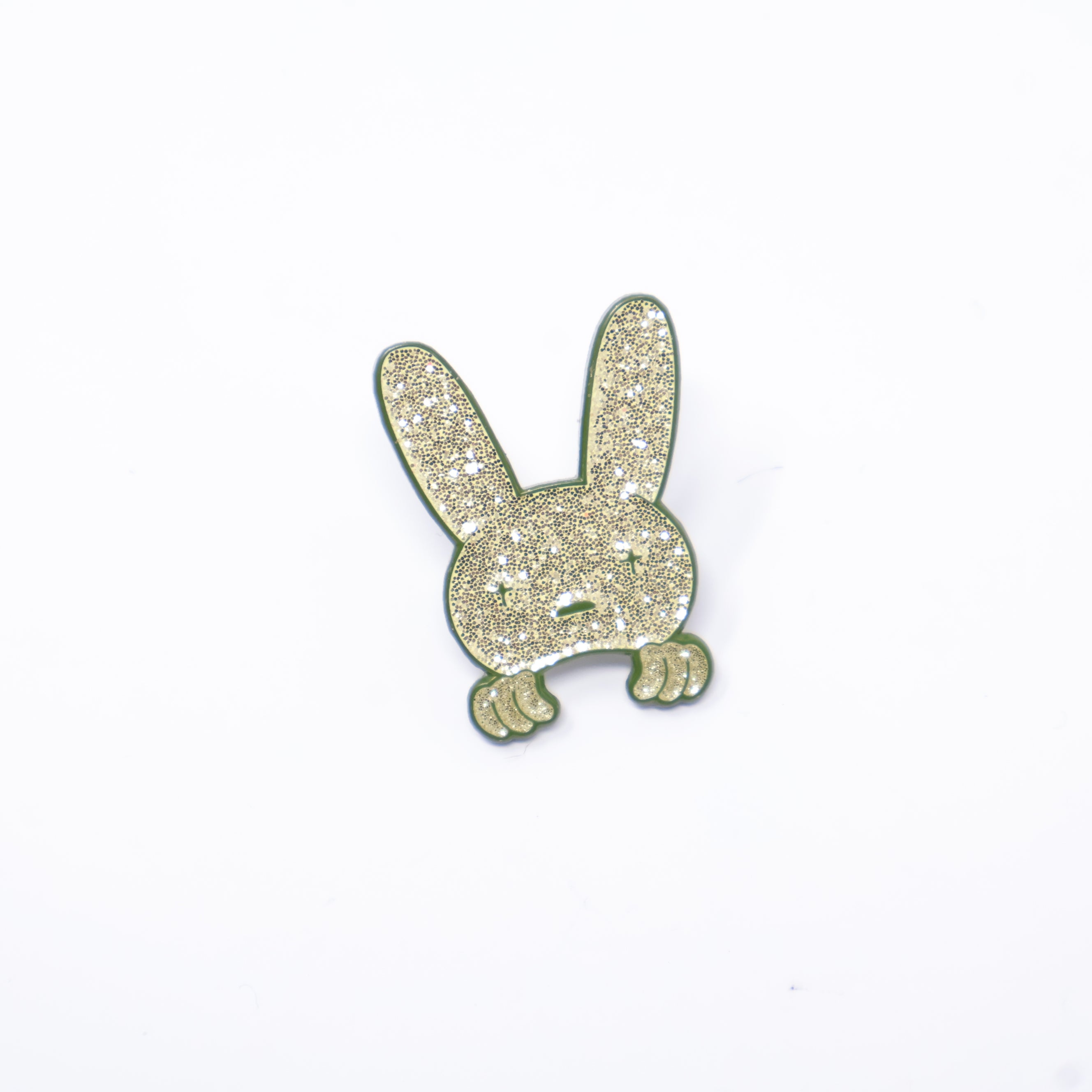 Gold Glitter Green Plating Bunny Peeker Pin