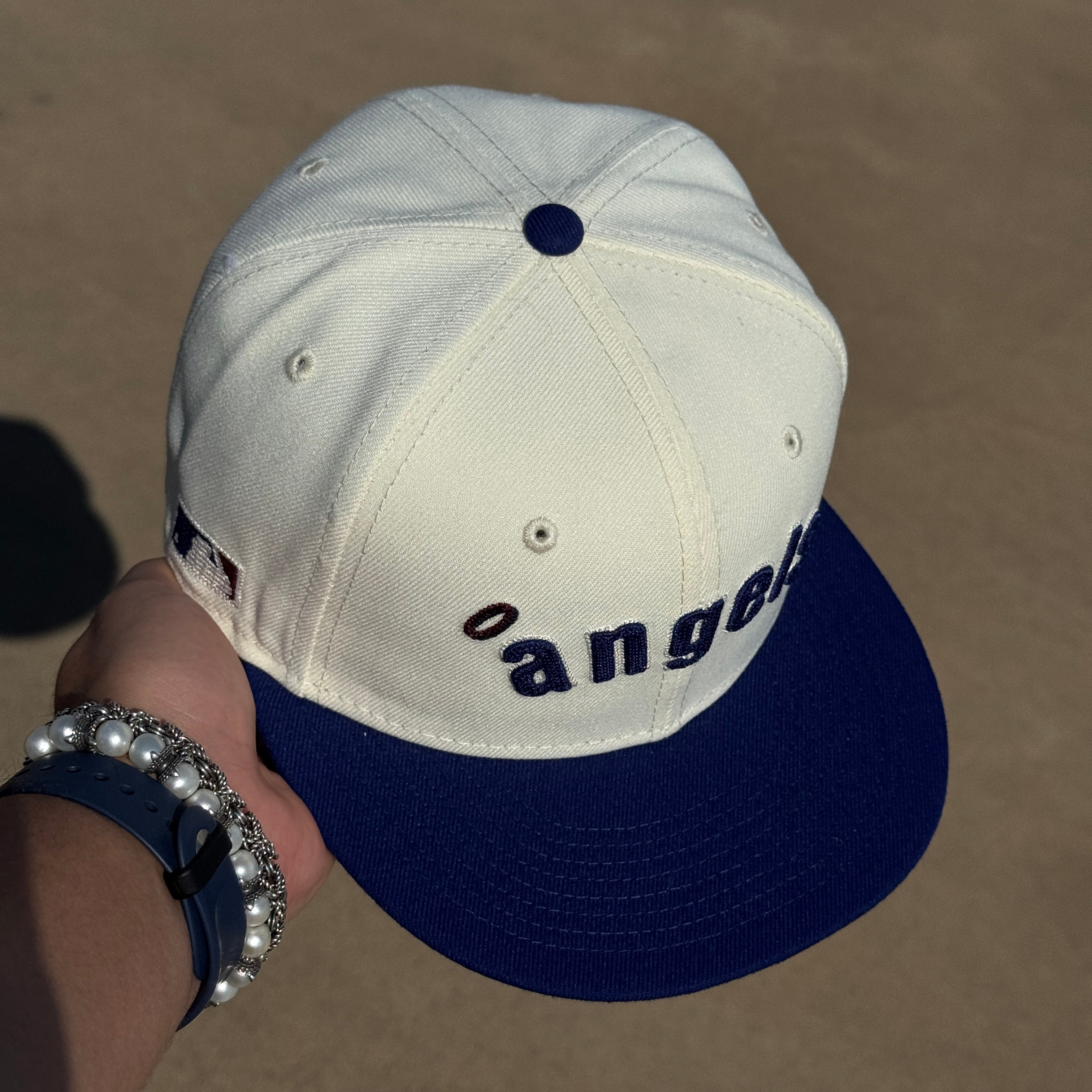 USED 1/8 Chrome Los Angeles Angels Side Batterman 59fifty New Era Fitted Hat Cap