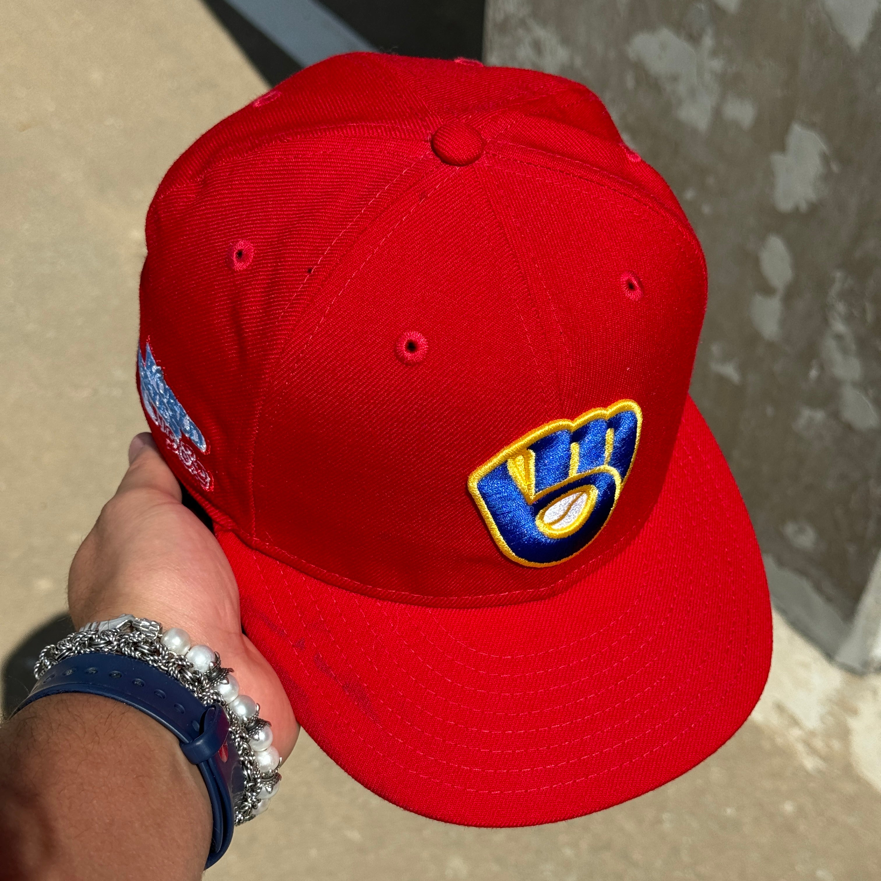 USED 7 Red Milwaukee Brewers 1982 World Series 59fifty New Era Fitted Hat