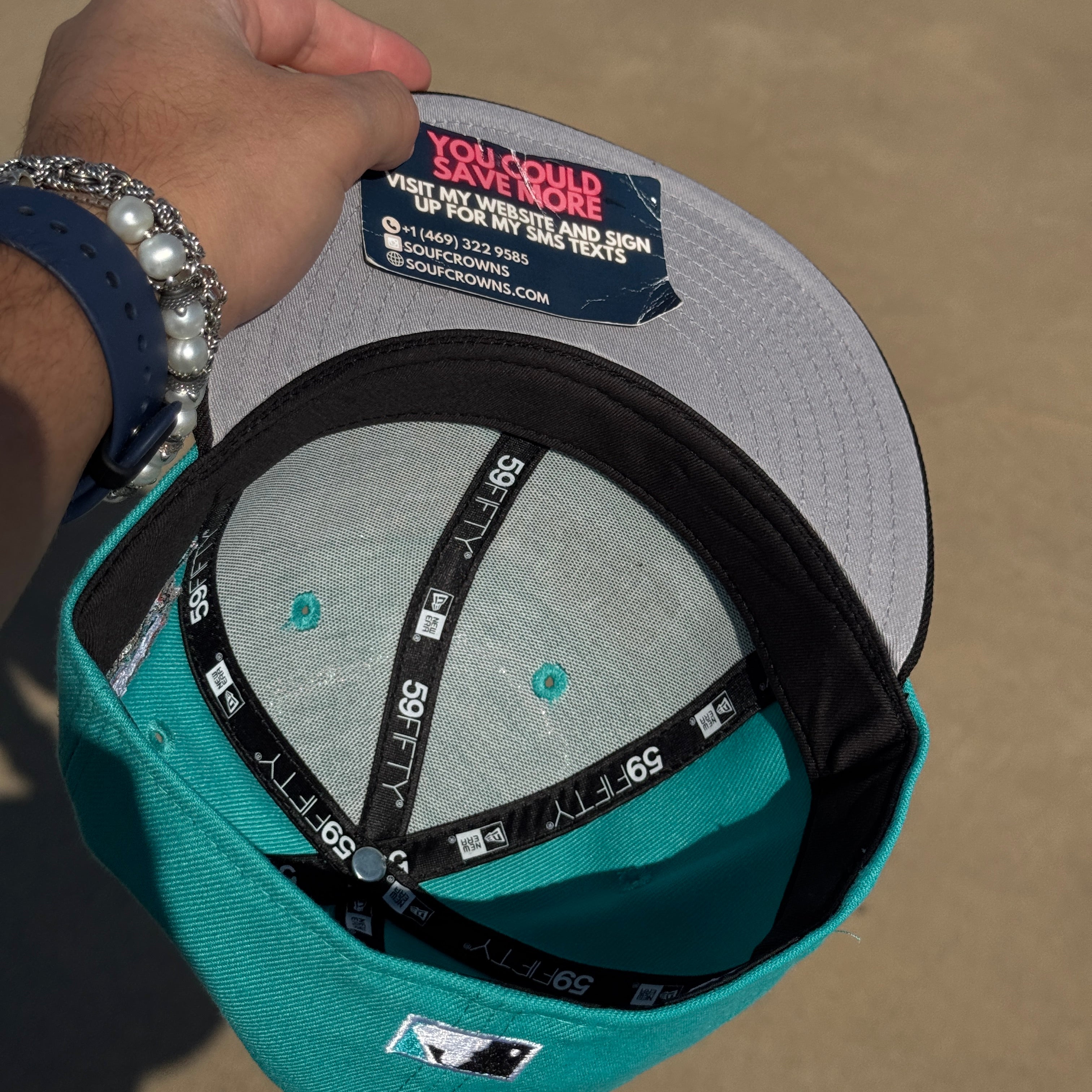 USED 1/8 Teal Florida Marlins 10th Anniversary 59fifty New Era Fitted Hat Cap