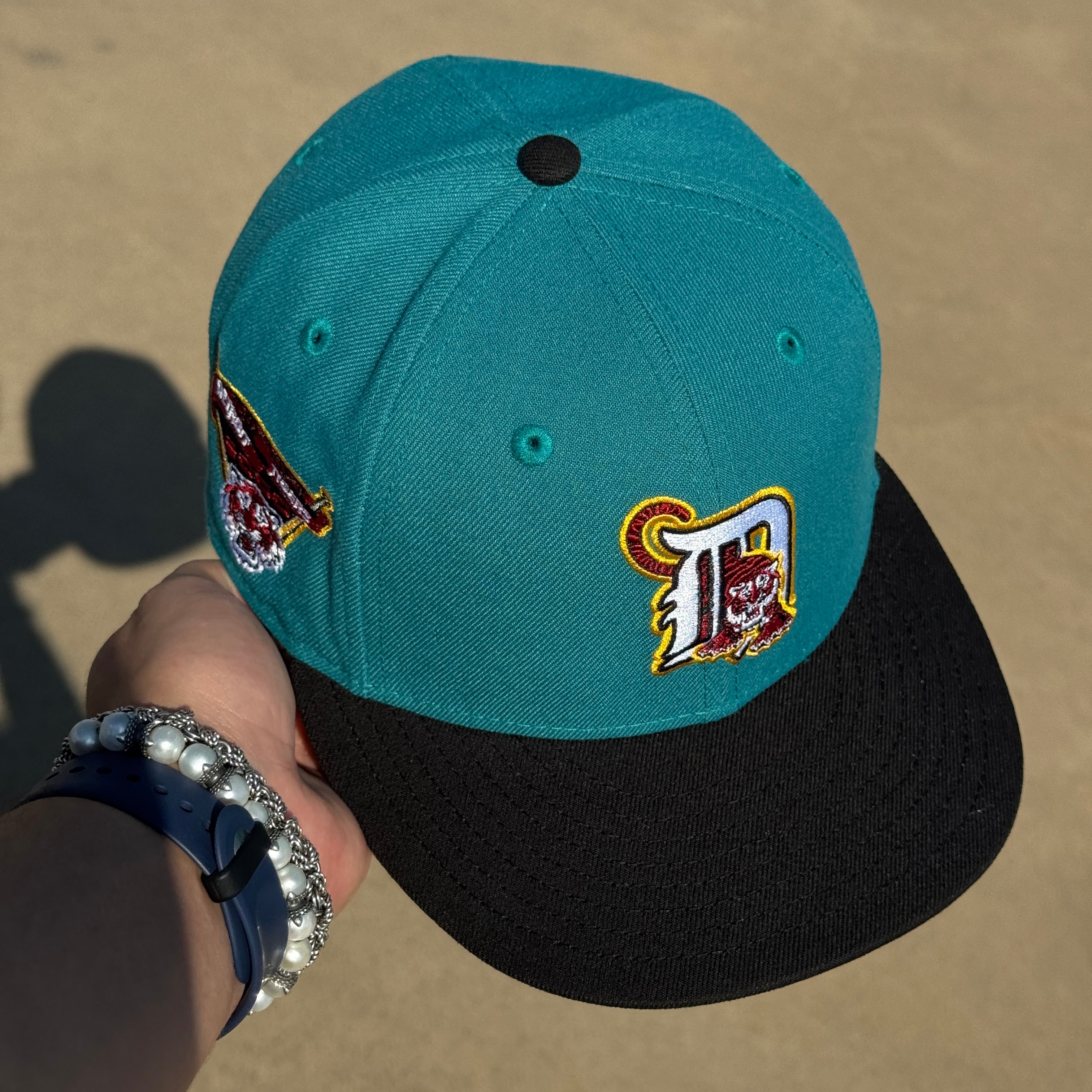 USED 1/8 Teal Detroit Tigers 2000 Year 59fifty New Era Fitted Hat Cap