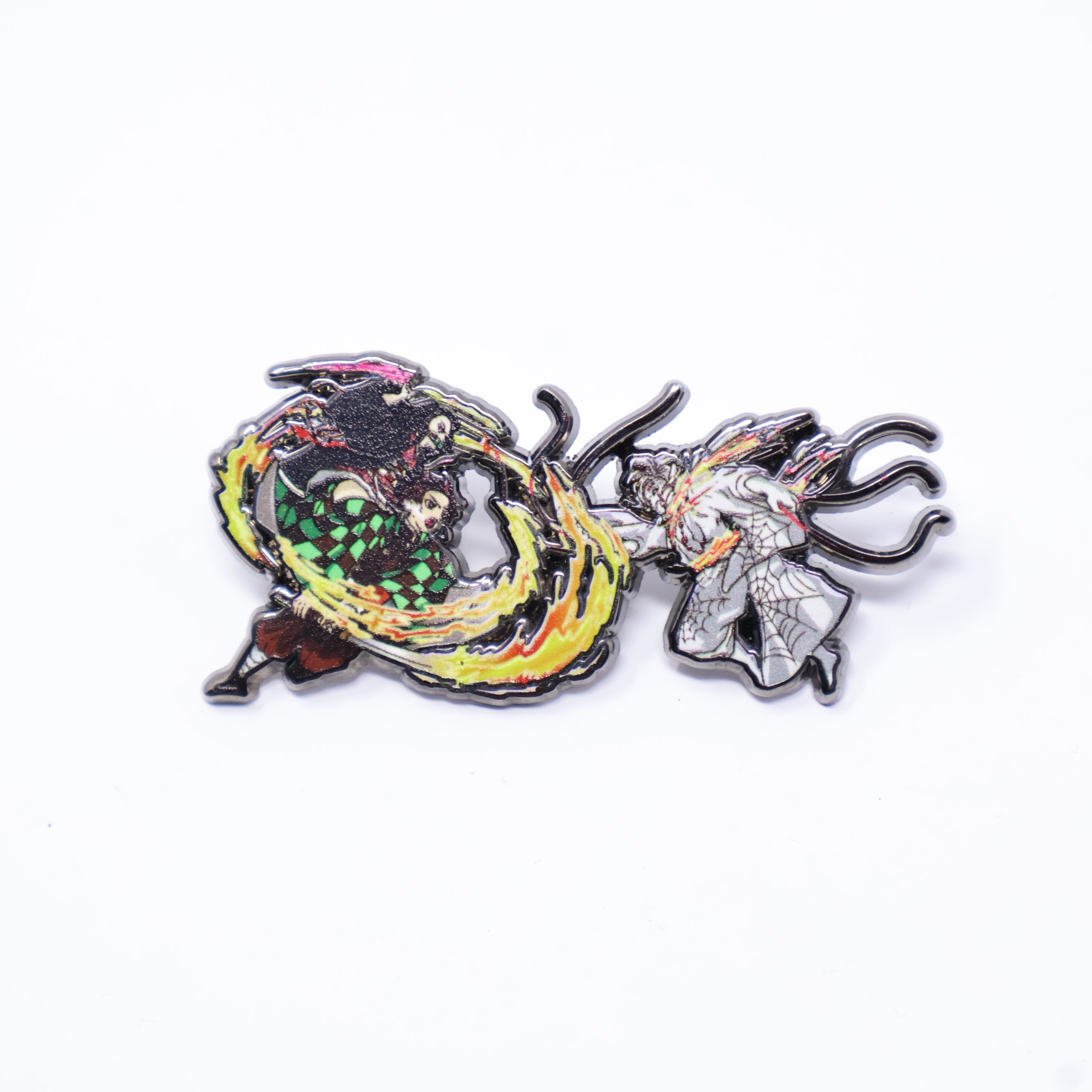 Tanjiro Kamado vs Nezuko Kamado Demon Slayer Flames Graphic Pin
