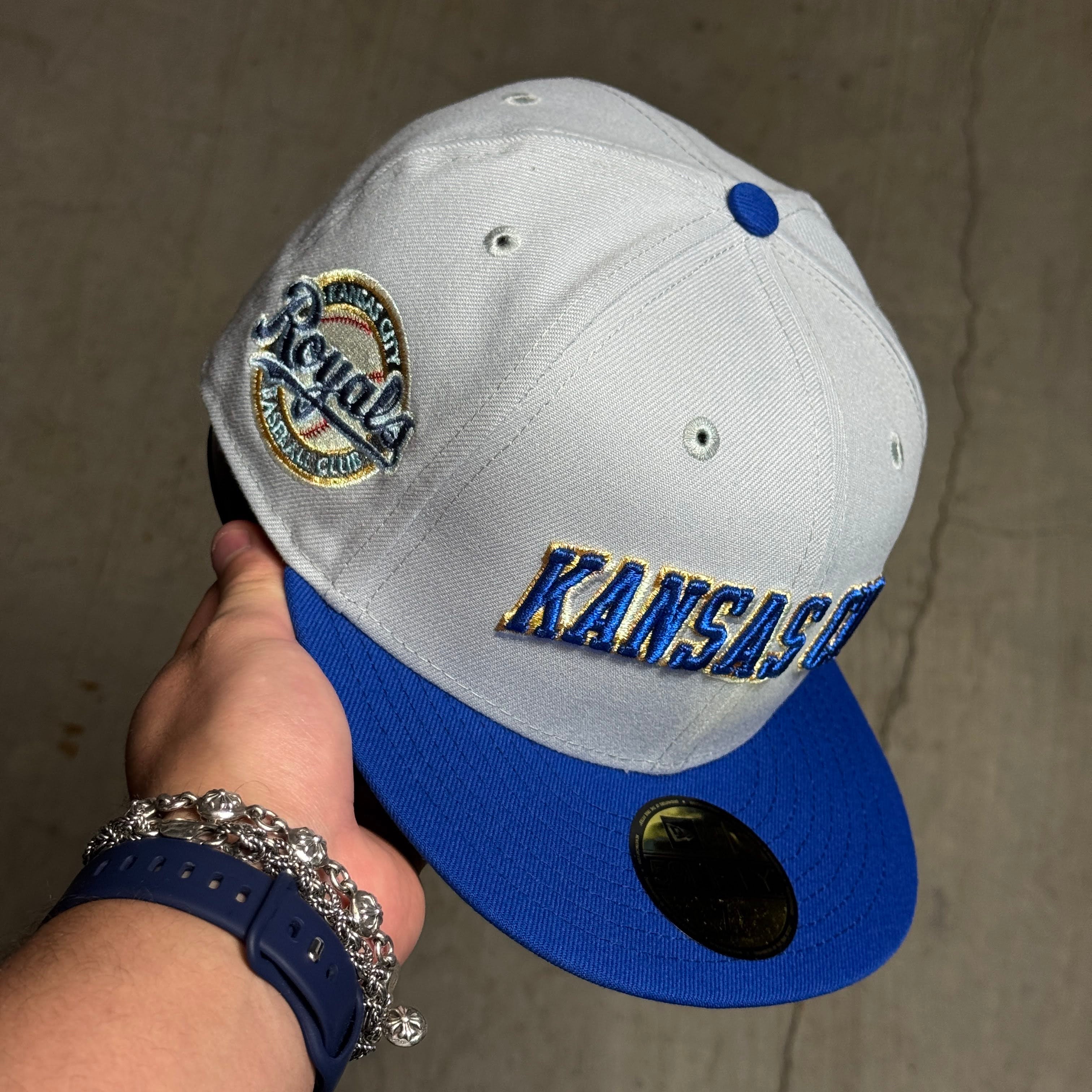 NWT 1/4 Gray Kansas City Royals Baseball Club 59fifty New Era Fitted Hat Cap