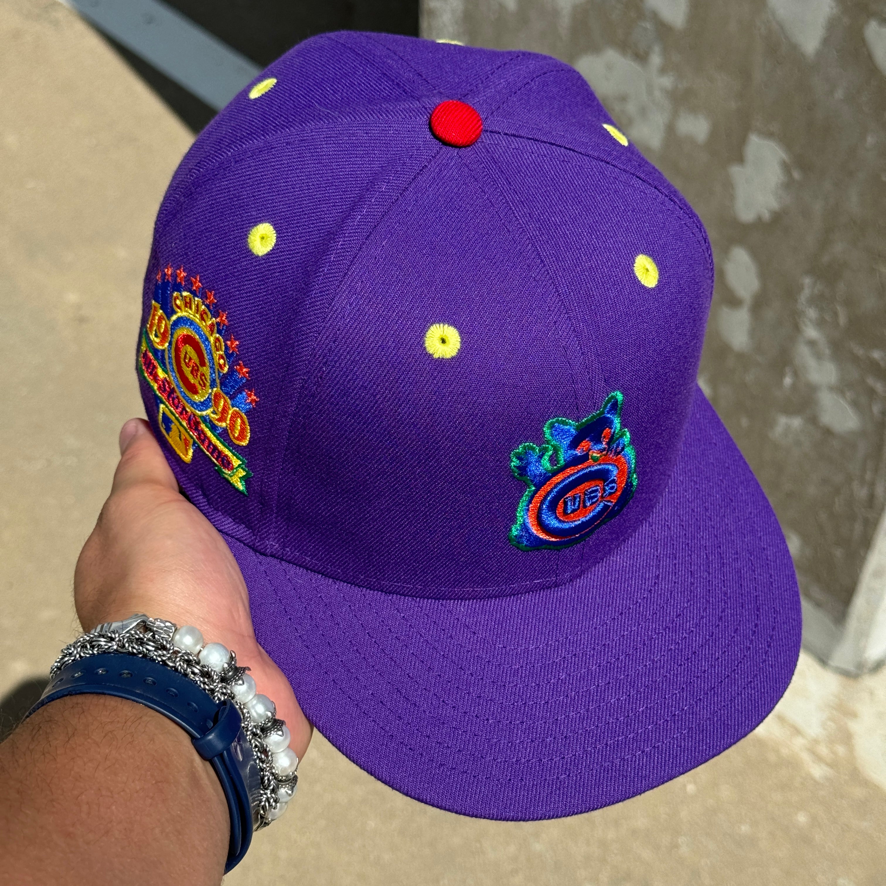 USED 1/8 Purple Chicago Cubs 1990 All Star Game 59fifty New Era Fitted Hat Cap