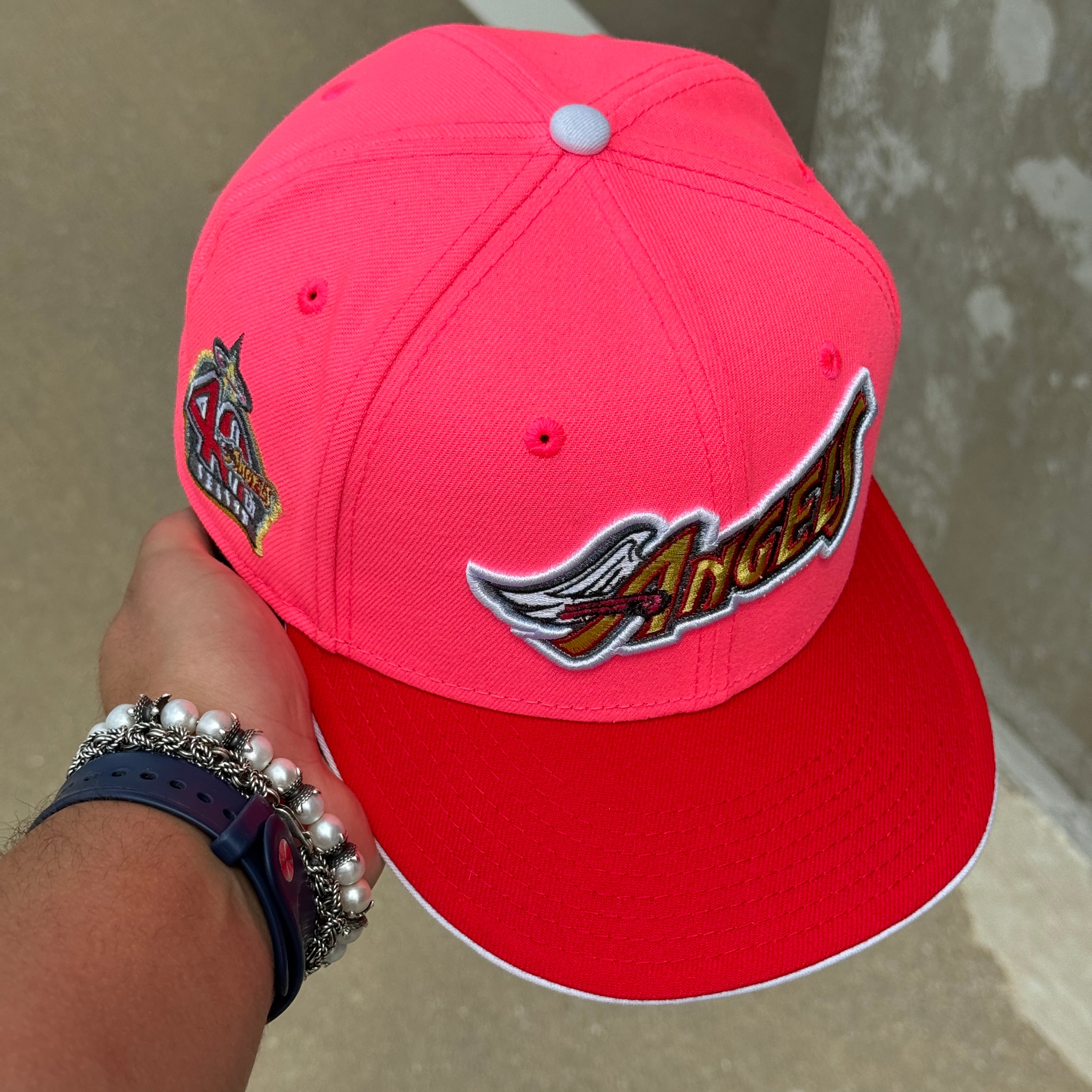 USED 1/8 Pink Los Angeles Angels 40th Season 59fifty New Era Fitted Hat Cap