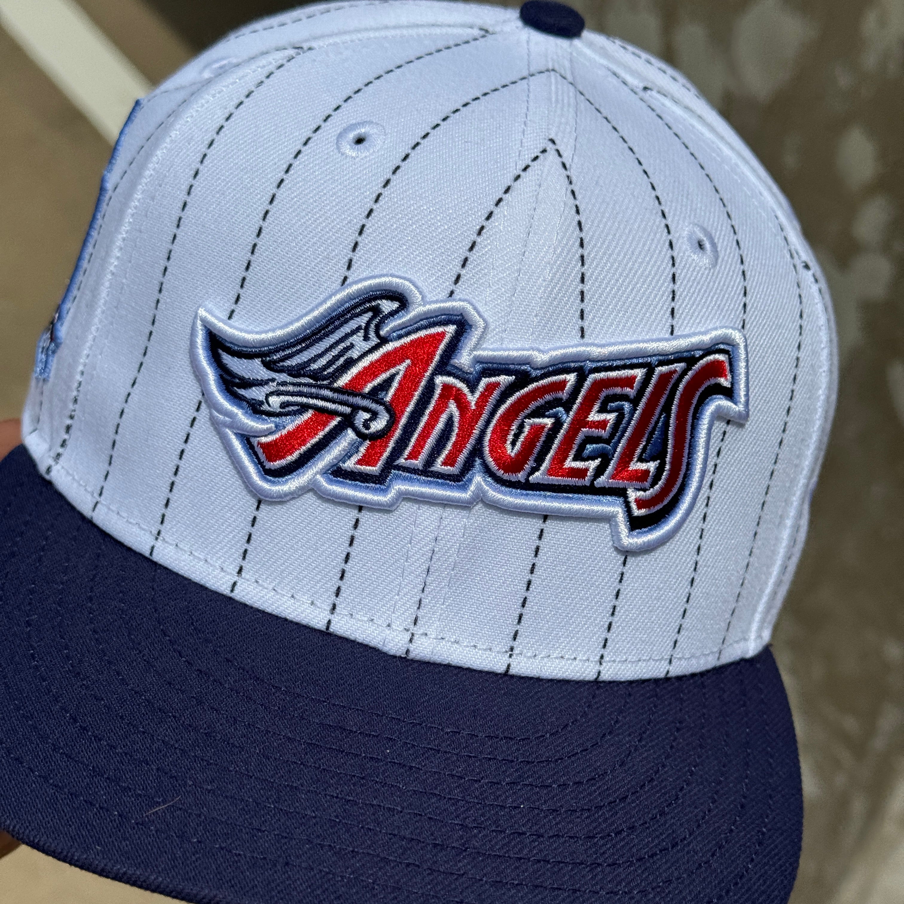 USED 1/8 White Pinstripe Los Angeles Angels 50th Anniversary 59fifty New Era Fitted Hat Cap