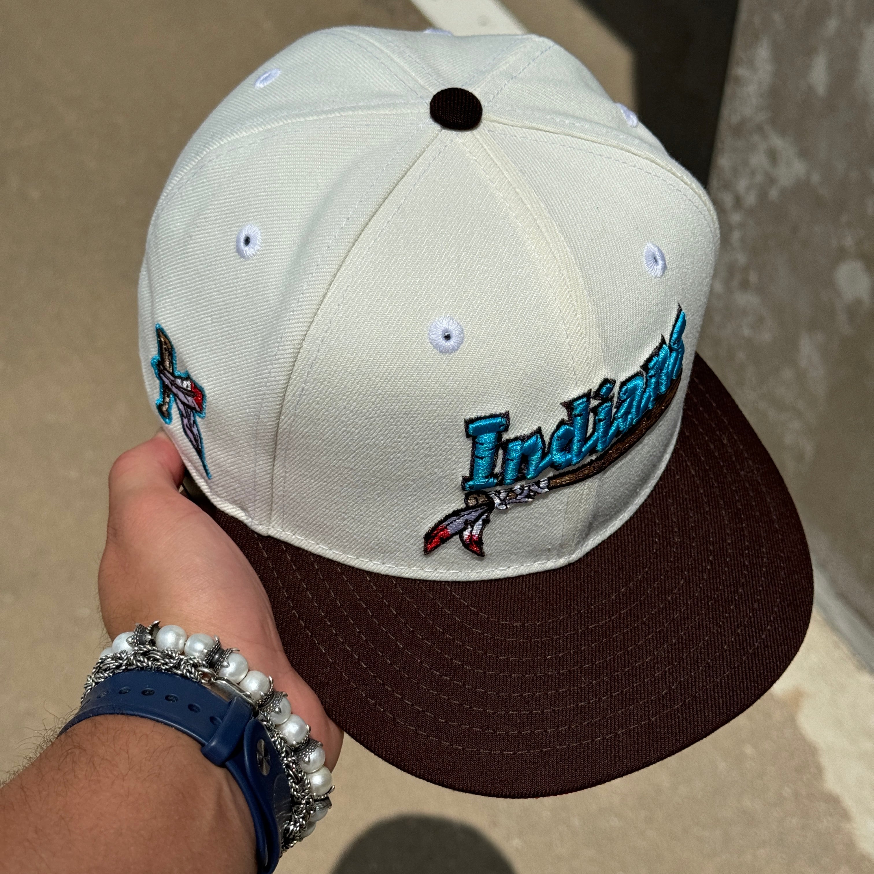 USED 7 Chrome Kinston Indians K Logo Simple Clean 59fifty New Era Fitted Hat