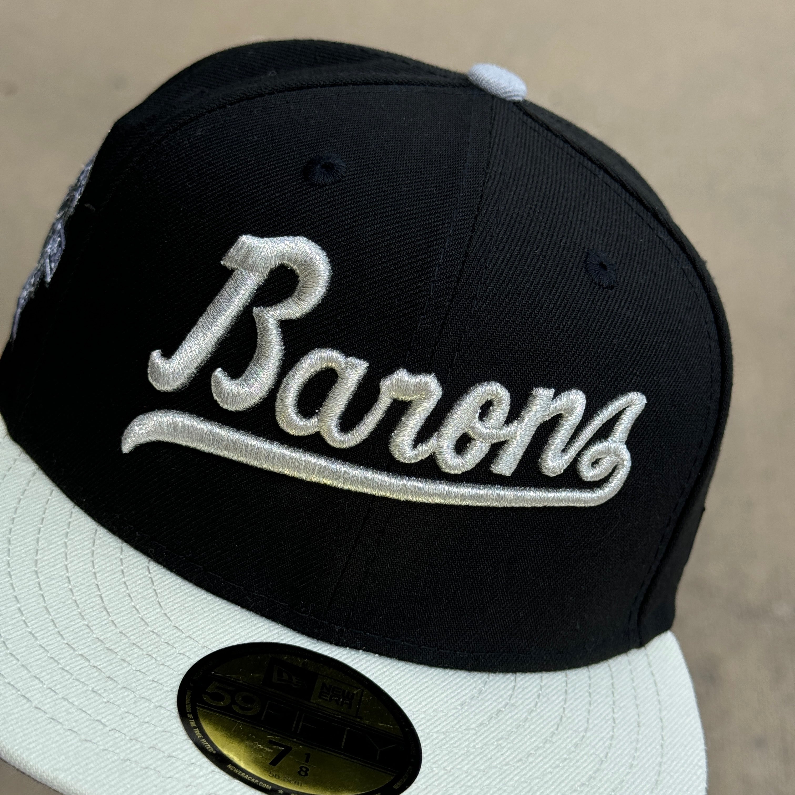 NEW 1/8 Black Birmingham Barons 20 Years 59fifty New Era Fitted Hat Cap