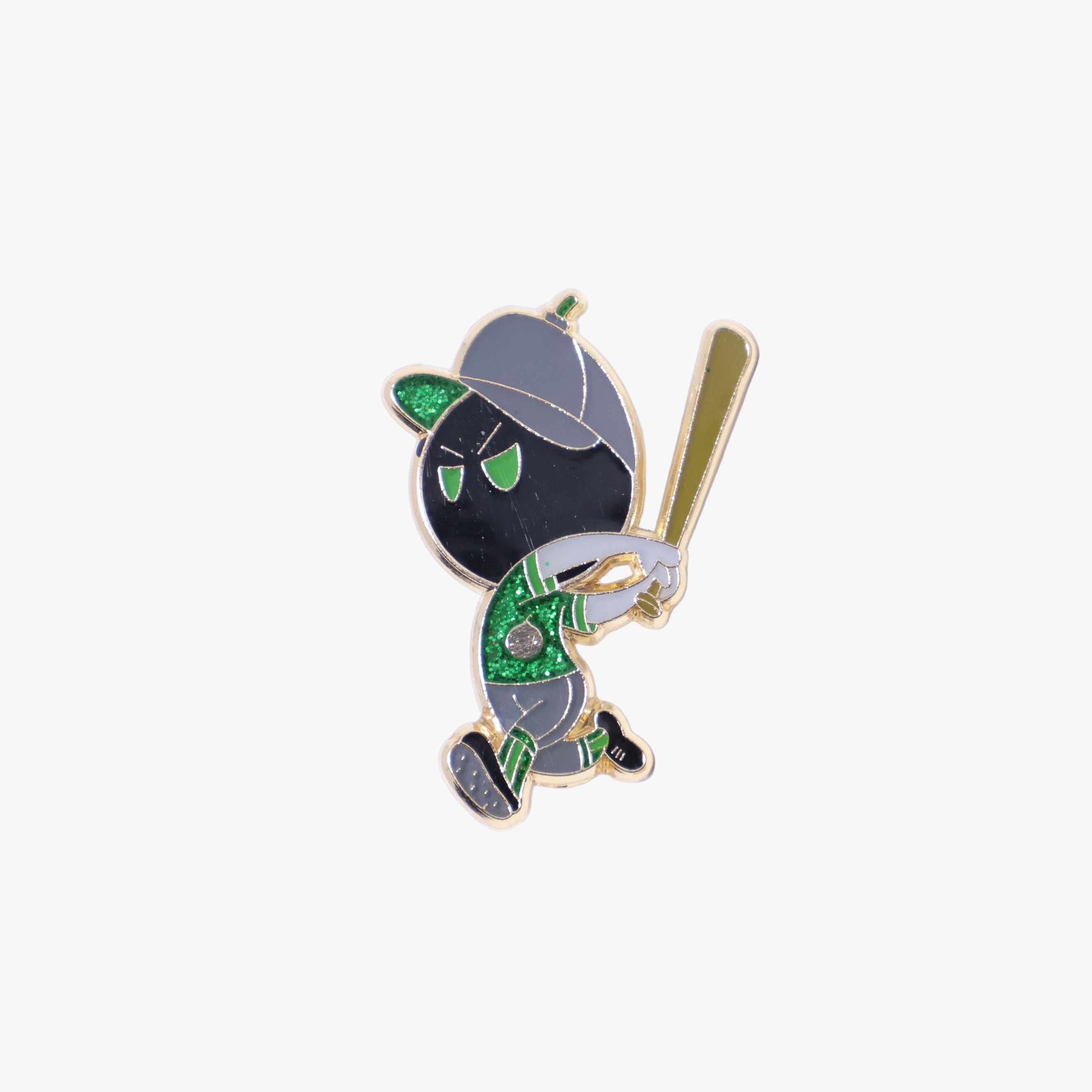 Green Batter Up Baseball Graphic Pin