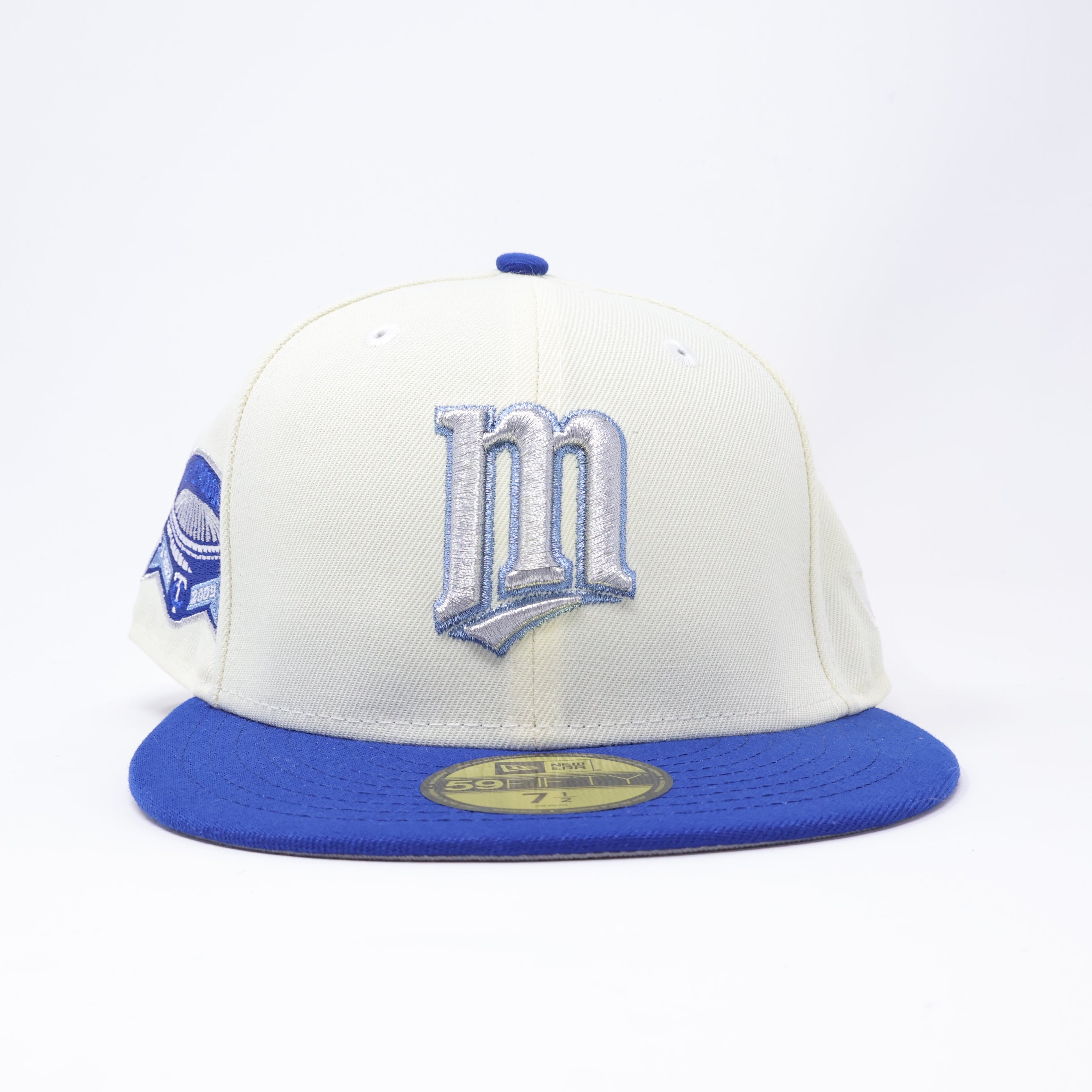 NWT 1/2 Chrome Minnesota Twins HHH Metrodome 59fifty New Era Fitted Hat Cap