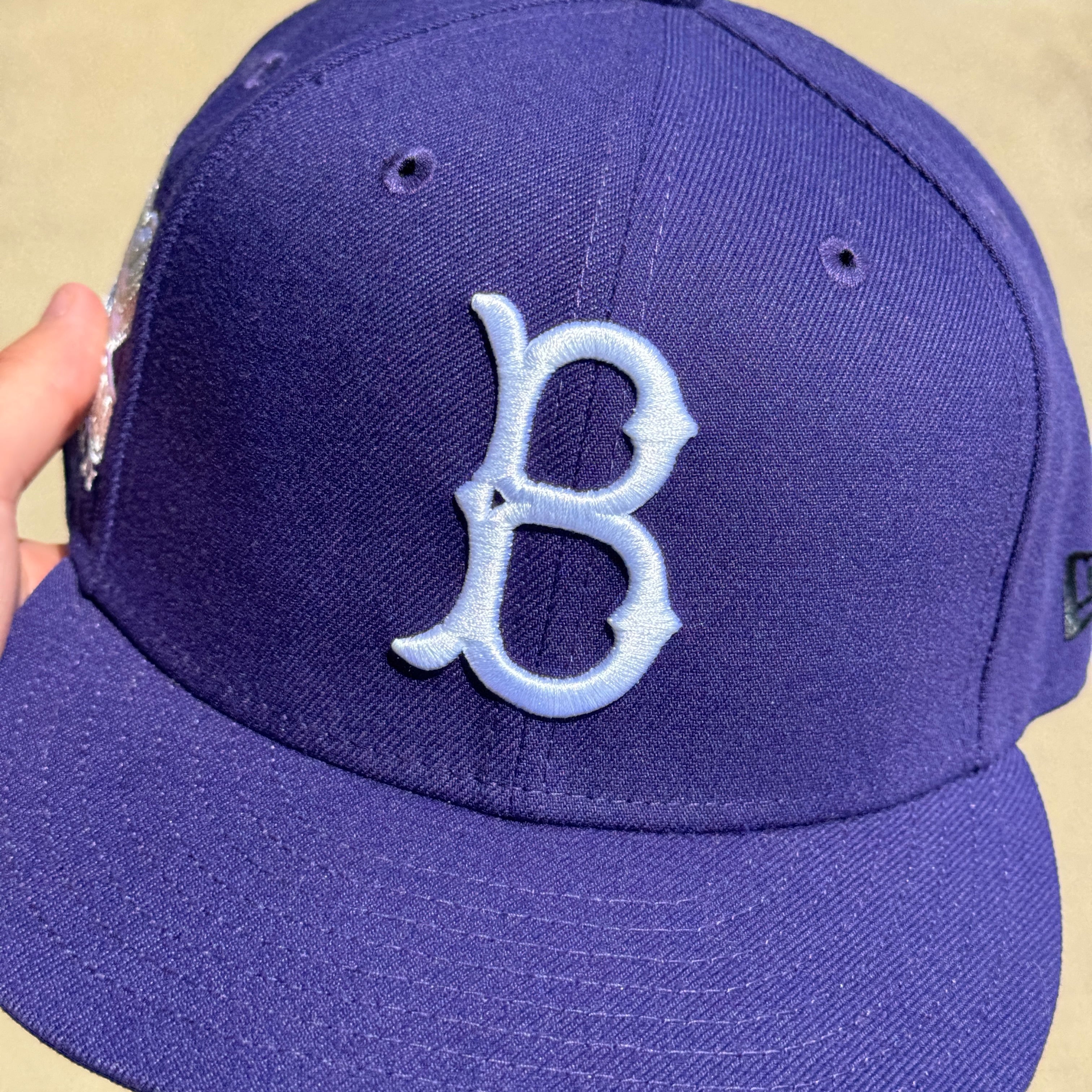 USED 3/4 Purple Brooklyn Dodgers Ebbets Field 59fifty New Era Fitted Hat Cap