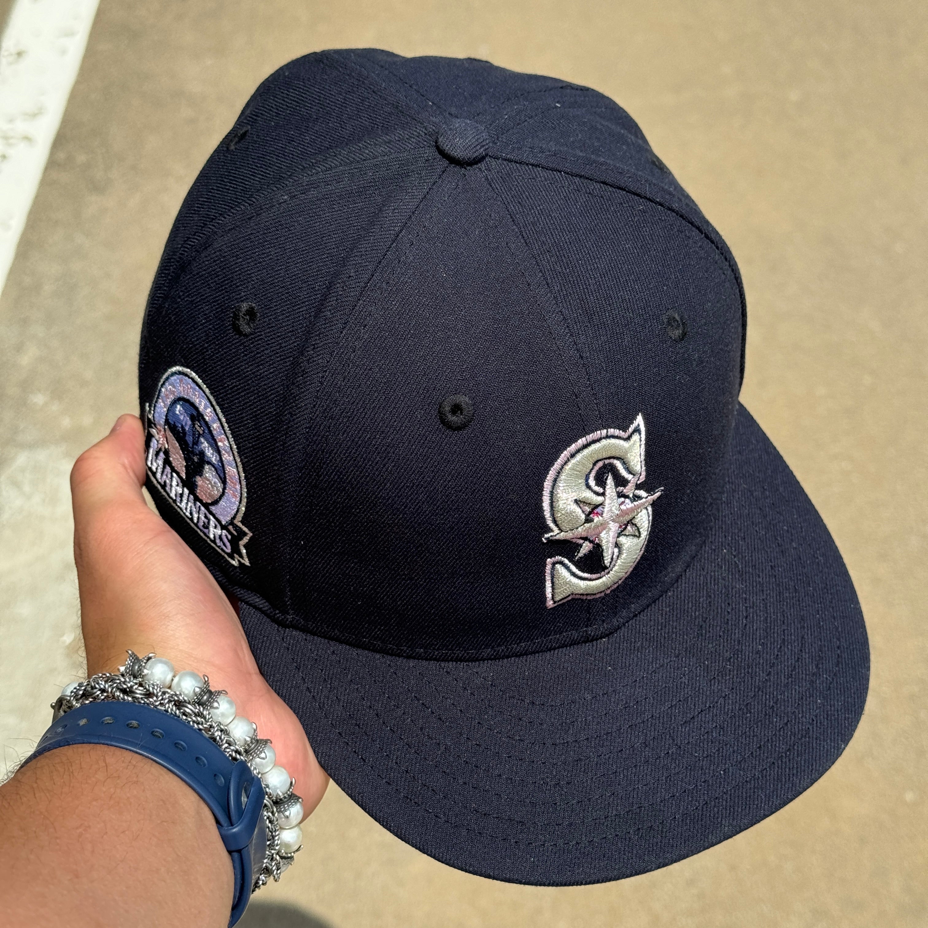 USED 3/4 Navy Seattle Mariners 30th Anniversary 59fifty New Era Fitted Hat Cap