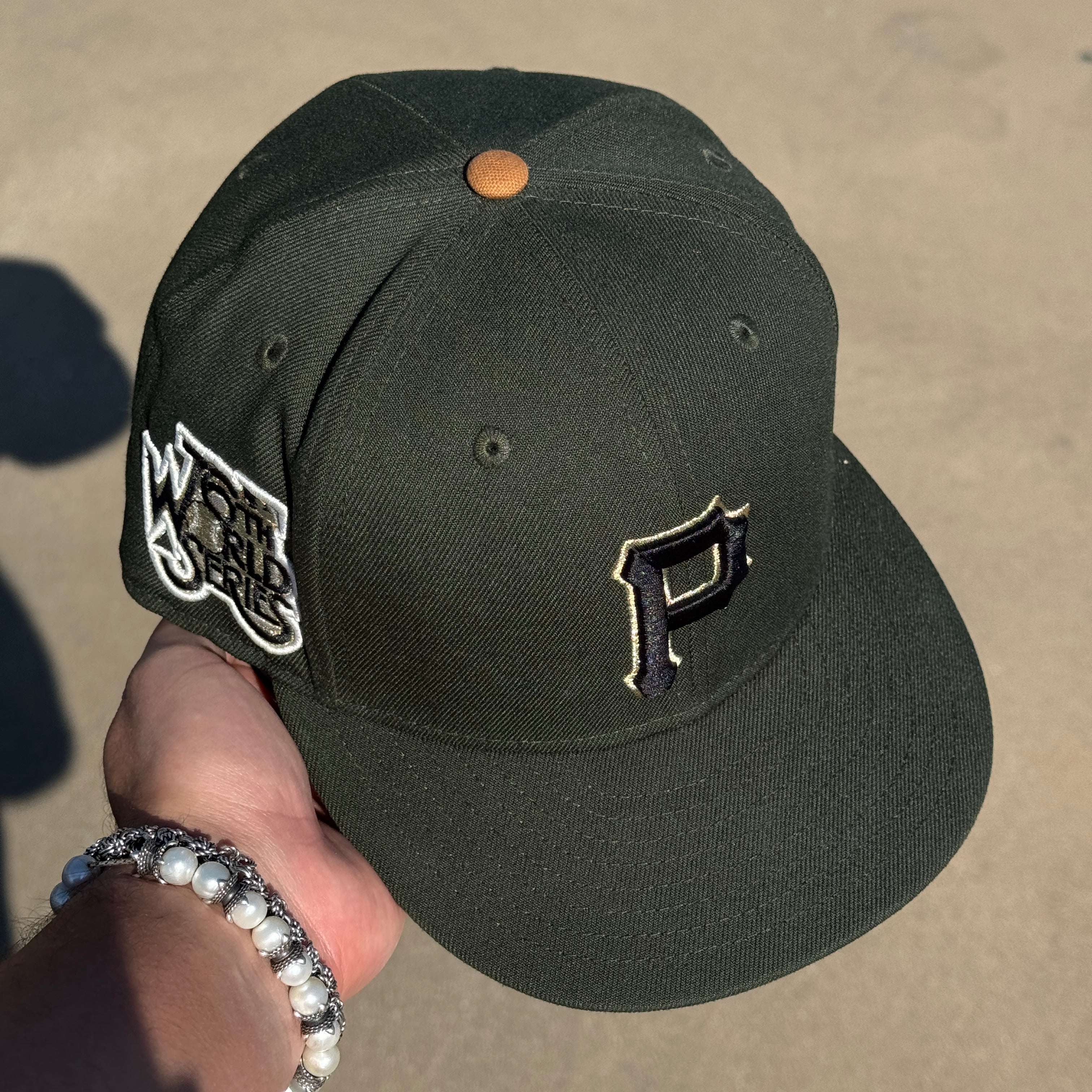 USED 5/8 Green Pittsburg Pirates 76th World Series 59fifty New Era Fitted Hat Cap