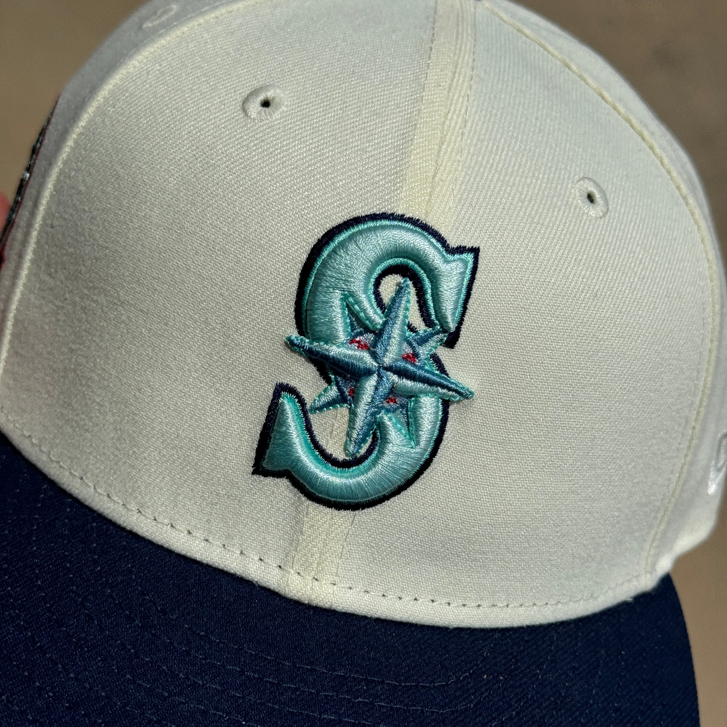 USED 3/4 Chrome Seattle Mariners 30th Anniversary 59fifty New Era Fitted Hat Cap