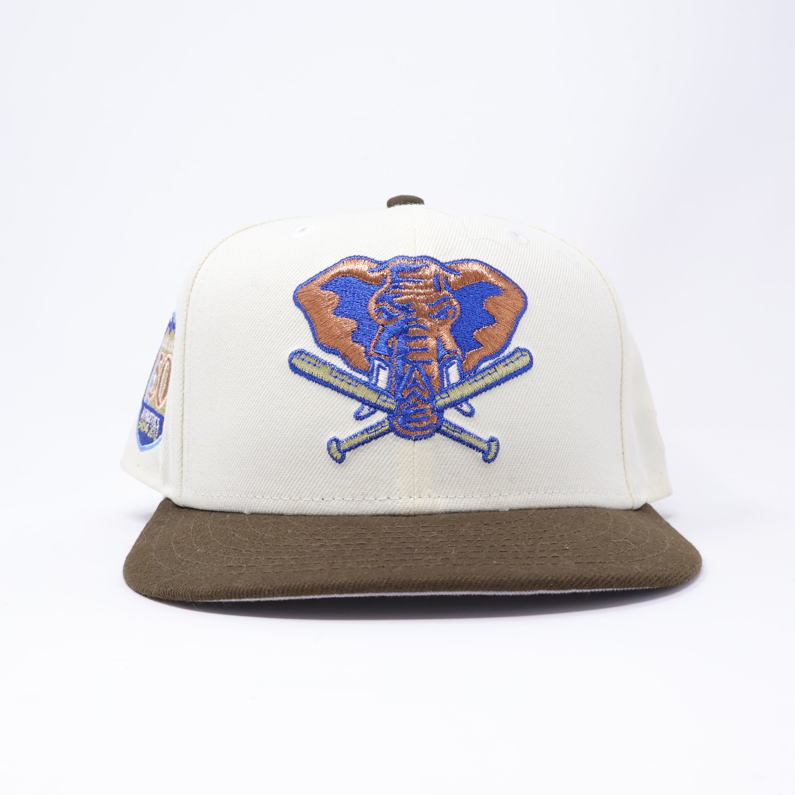 USED 3/8 Chrome Oakland Athletics 50th Anniversary 59fifty New Era Fitted Hat Cap