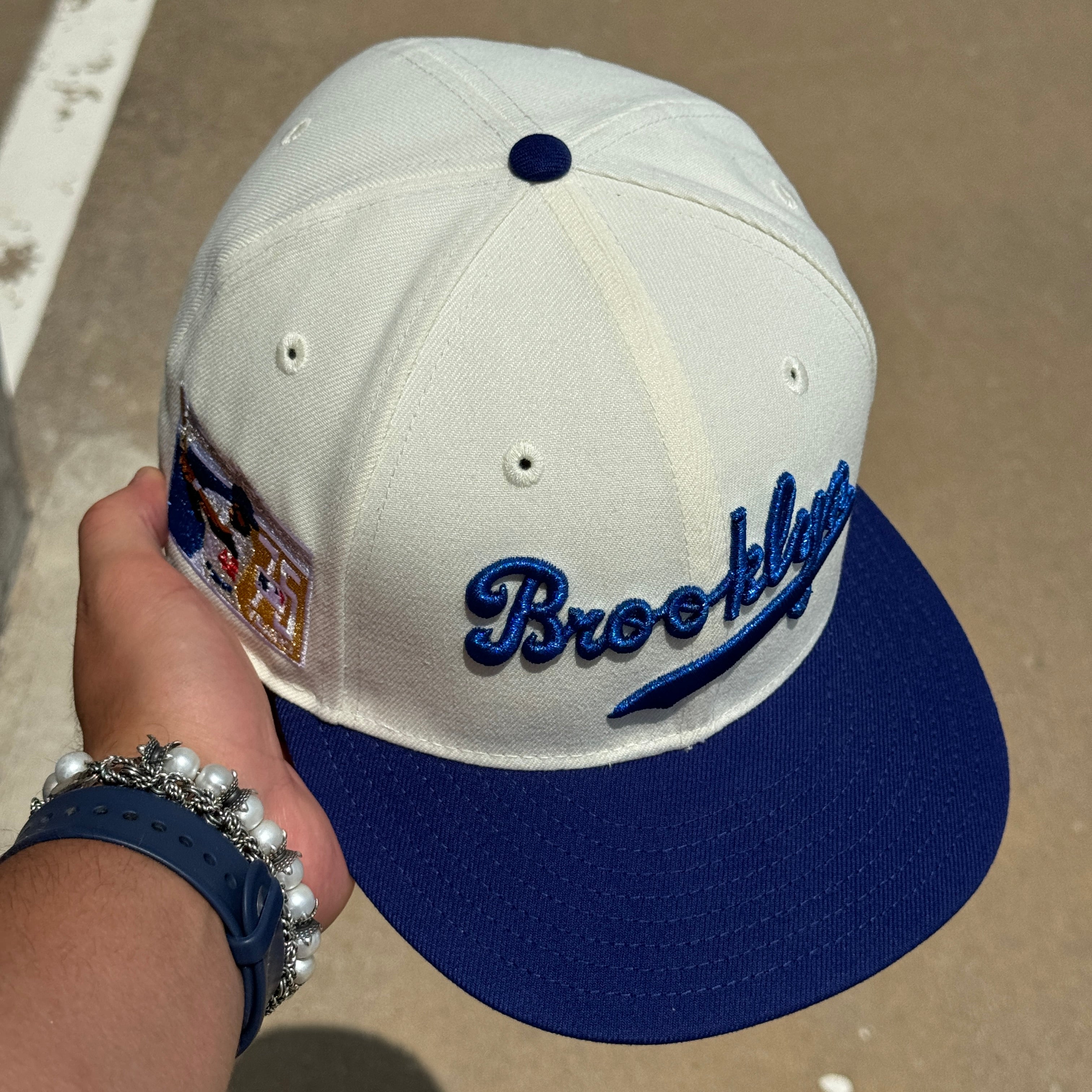 USED 3/4 Chrome Brooklyn Dodgers Jackie Robinson 75th 59fifty New Era Fitted Hat Cap