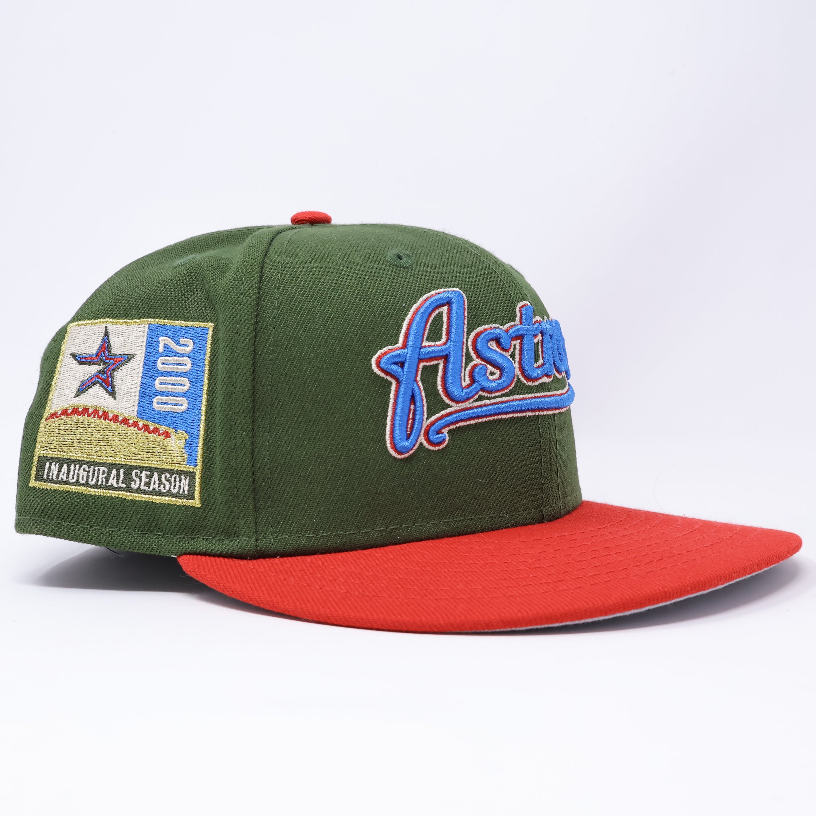USED 1/4 Green Houston Astros 2000 Inaugural Season 59fifty New Era Fitted Hat Cap