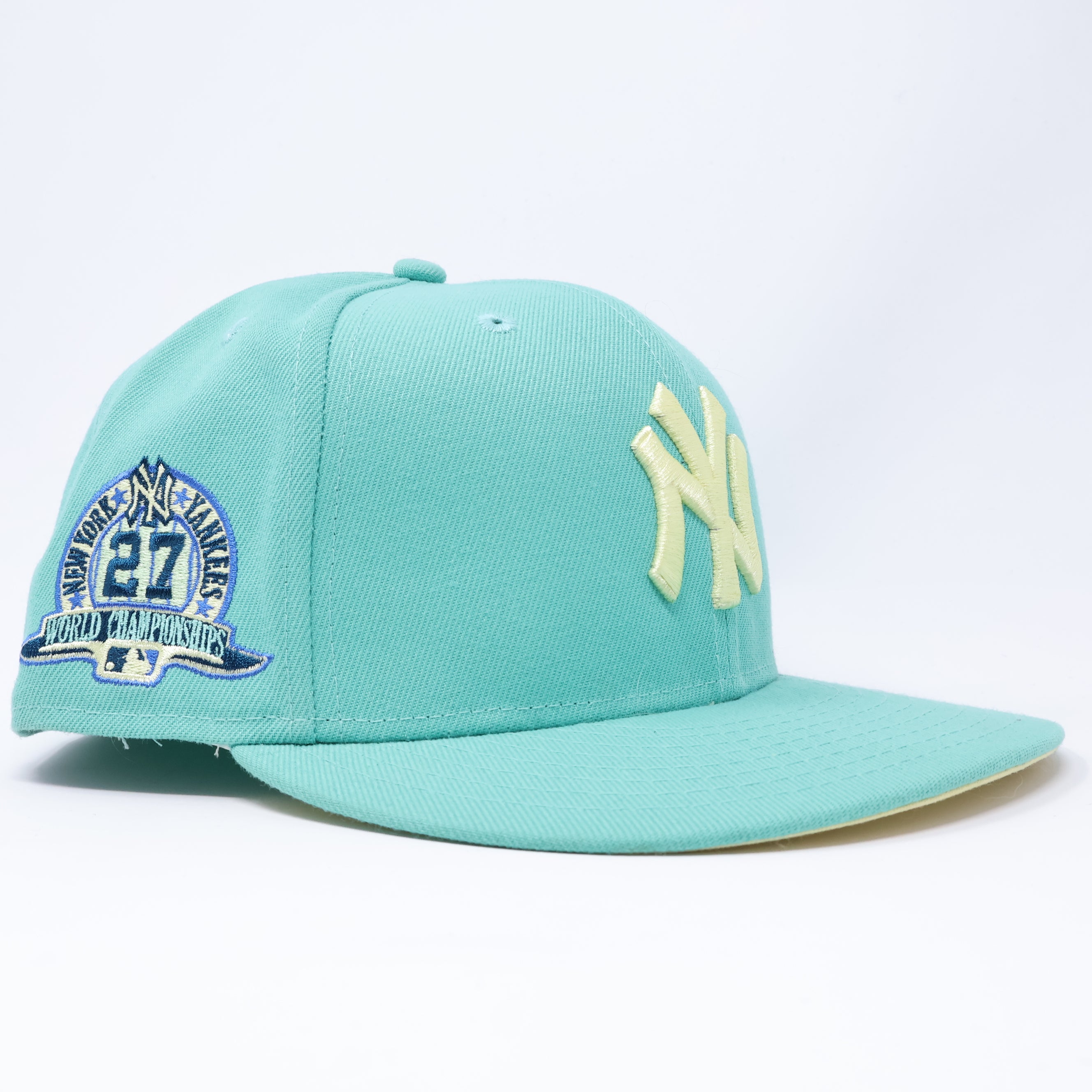 USED 3/8 Blue New York Yankees World Championships 59fifty New Era Fitted Hat Cap