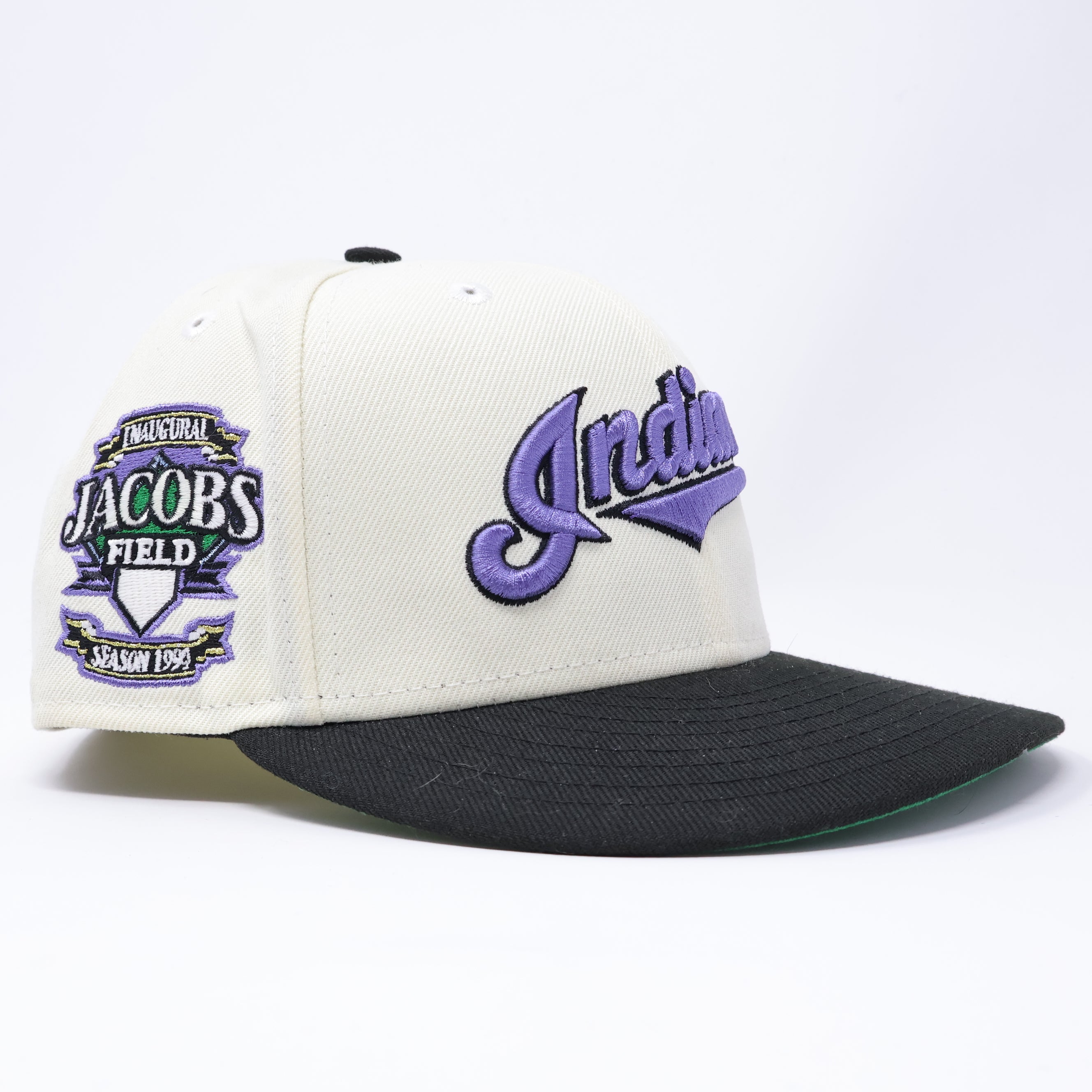 USED 1/4 Chrome Cleveland Indians Jacobs Field 59fifty New Era Fitted Hat Cap