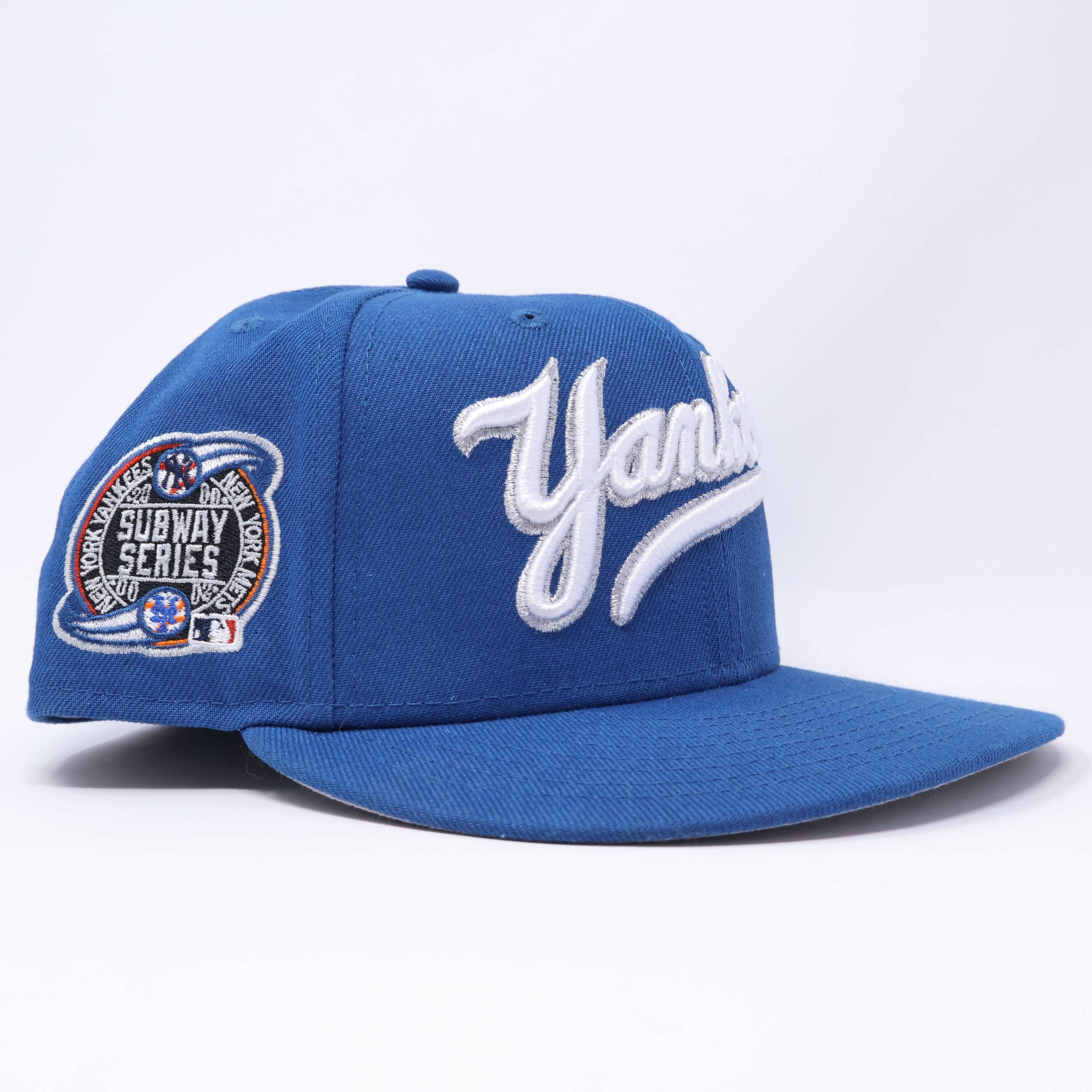 USED 1/2 Blue New York Yankees Subway Series 59fifty New Era Fitted Hat Cap
