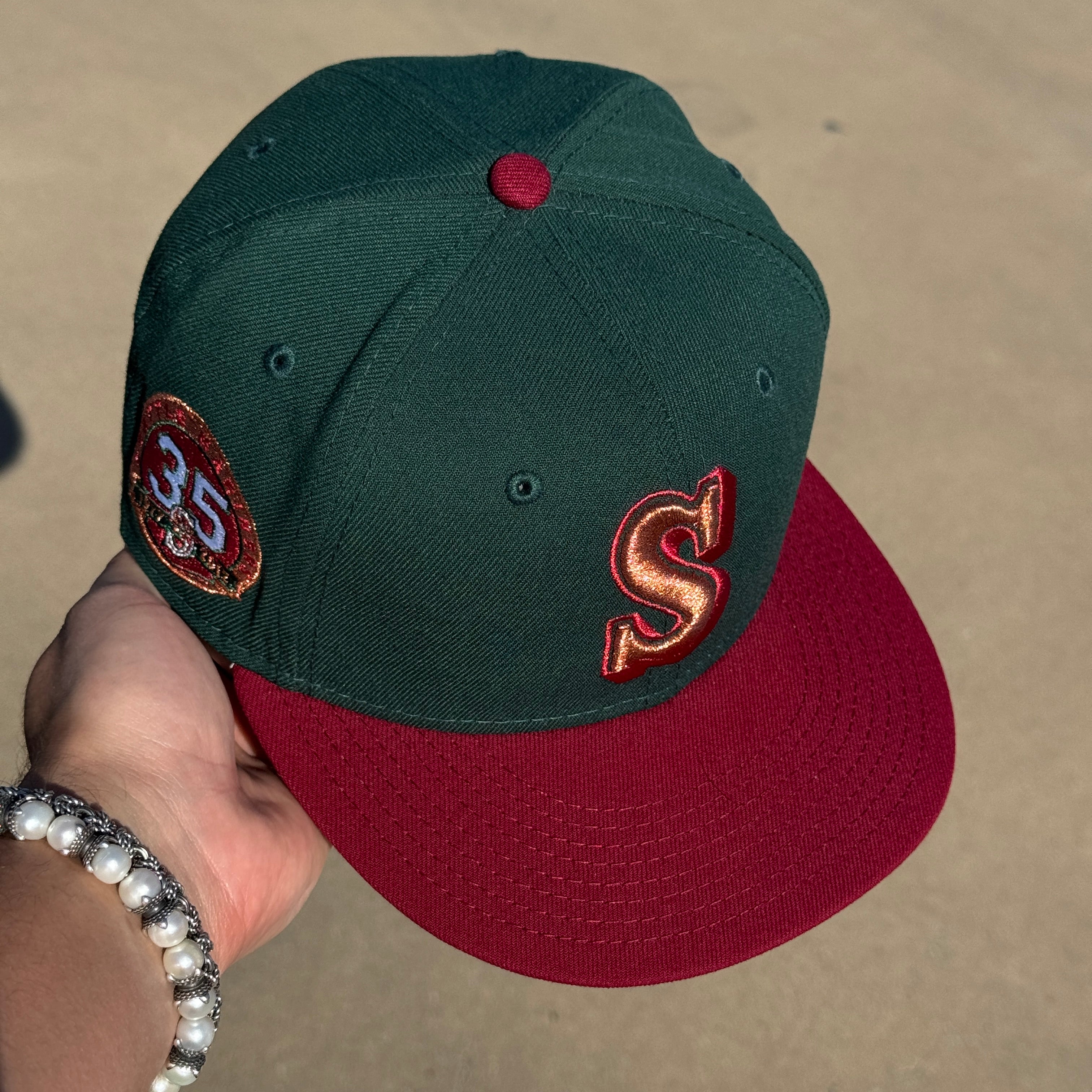 USED 1/8 Green Seattle Mariners 35th Anniversary 59fifty New Era Fitted Hat Cap