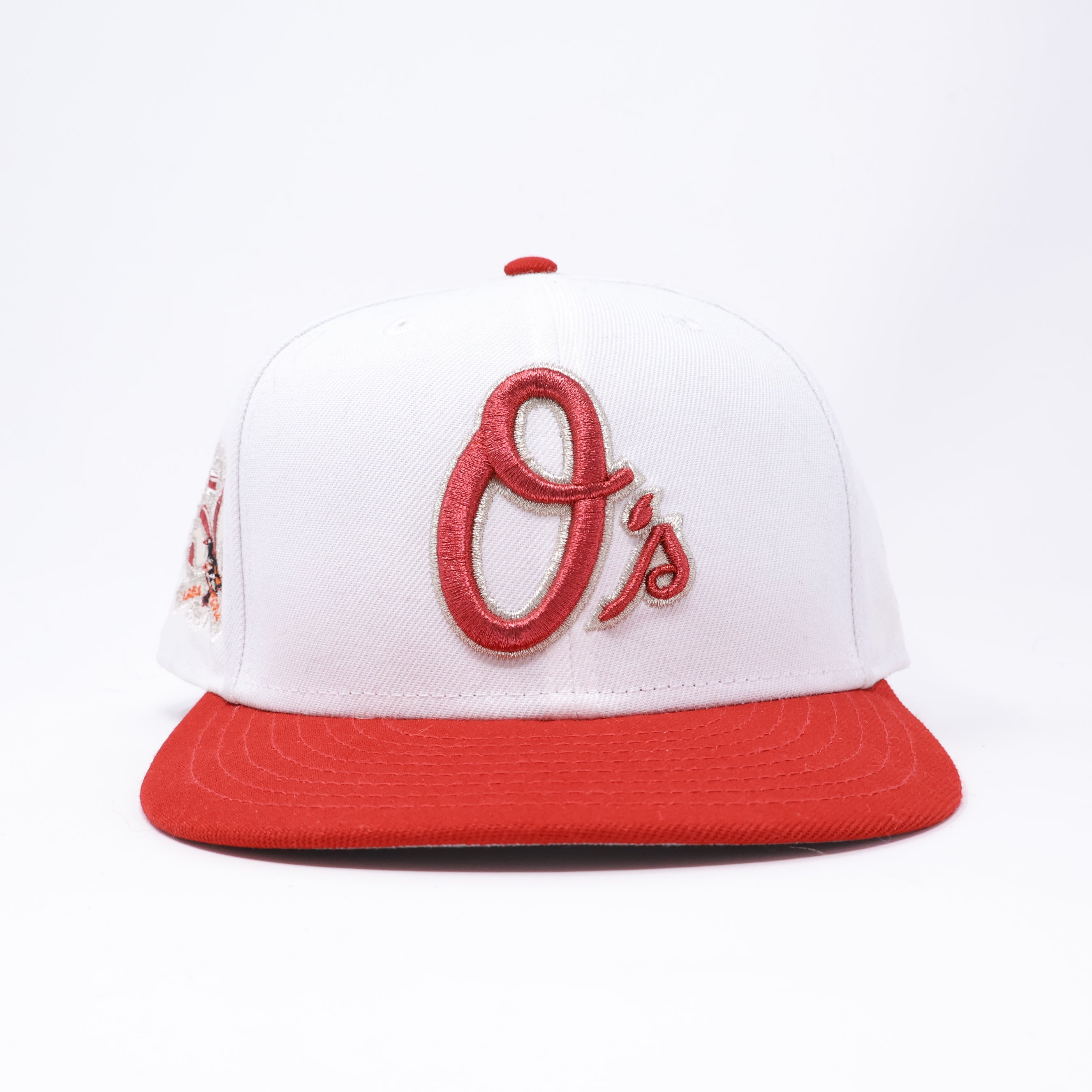 USED 3/8 White Baltimore Orioles 50th Anniversary 59fifty New Era Fitted Hat Cap