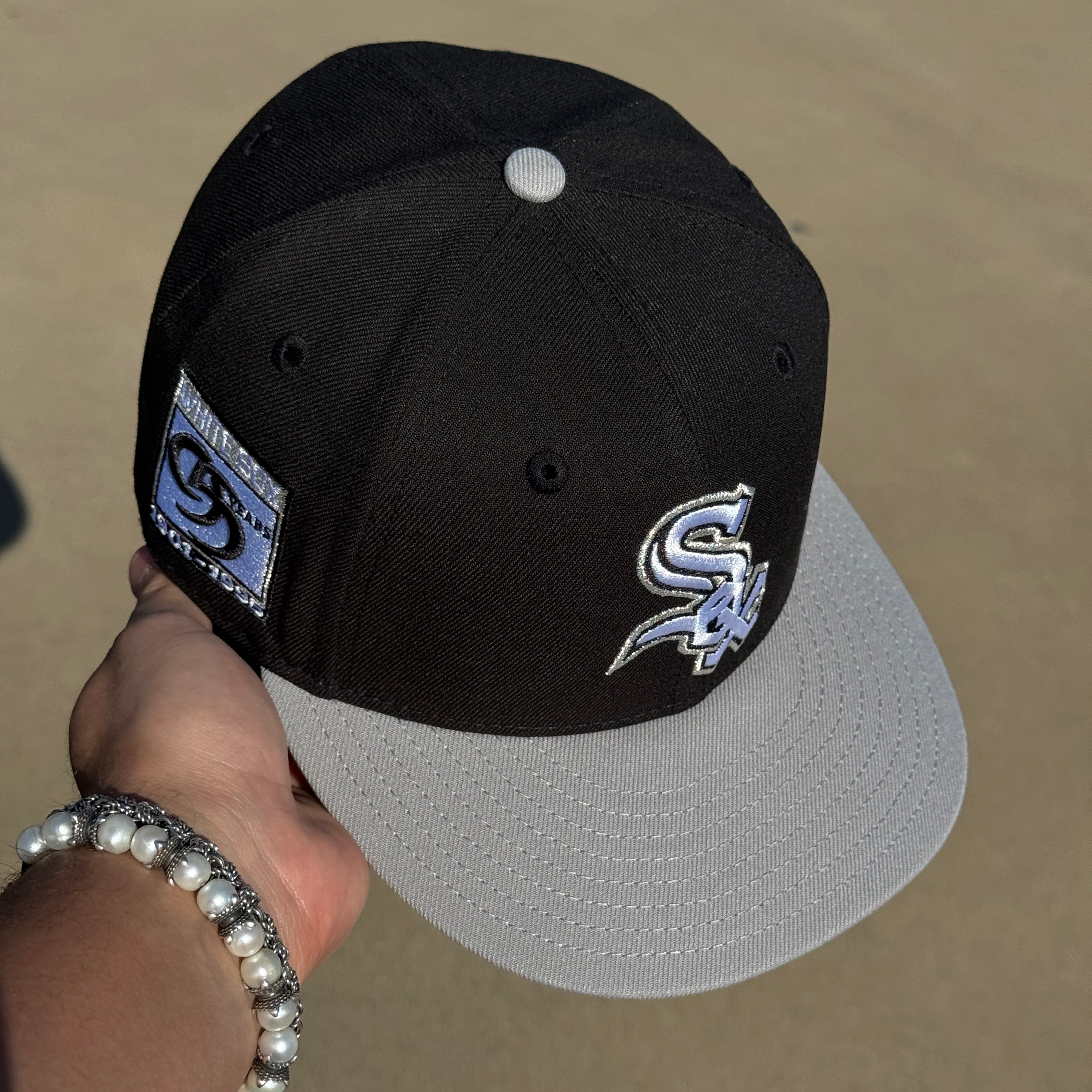 USED 1/8 Black Chicago White Sox 95 Years 59fifty New Era Fitted Hat Cap