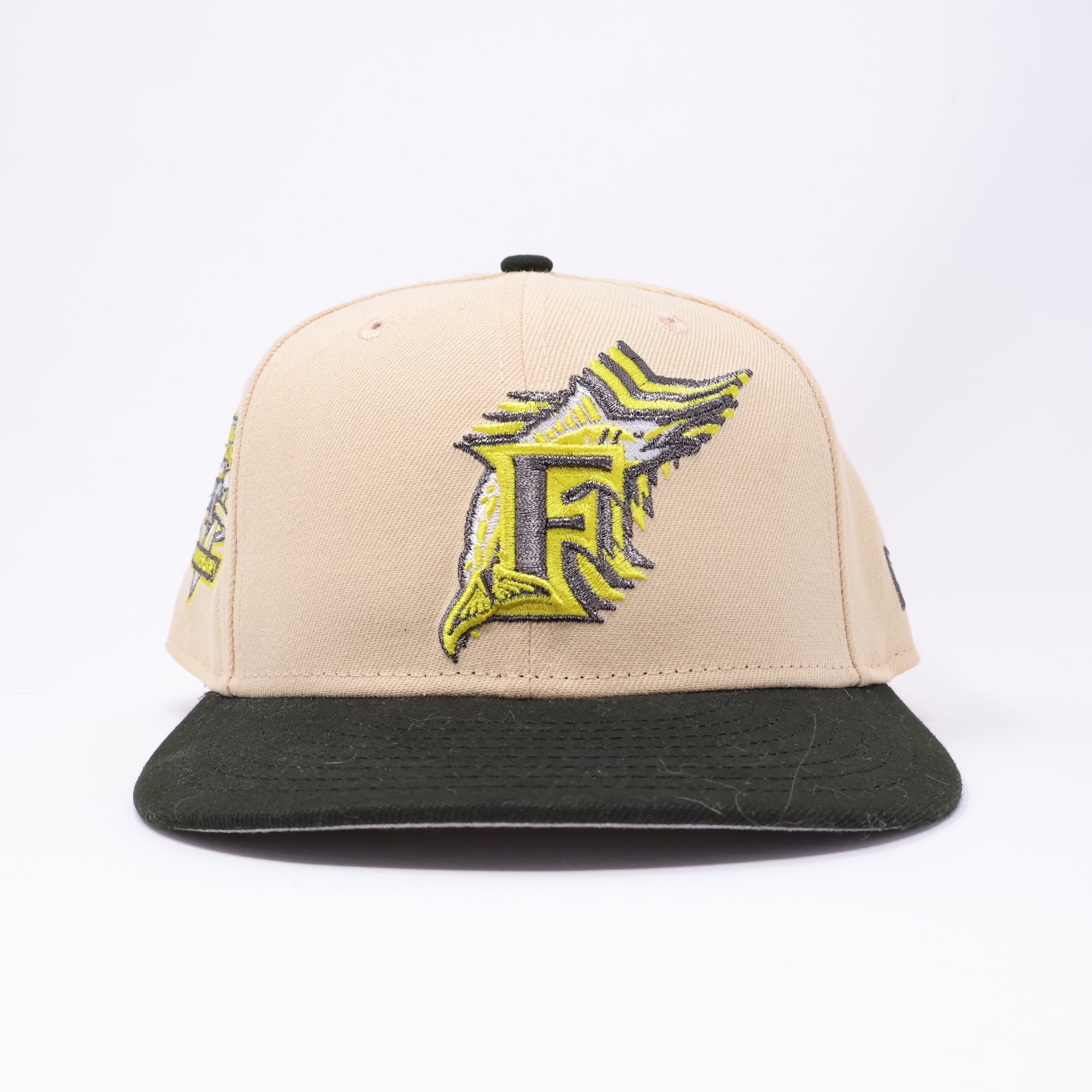 USED 3/8 Khaki Florida Marlins 10th Anniversary 59fifty New Era Fitted Hat Cap