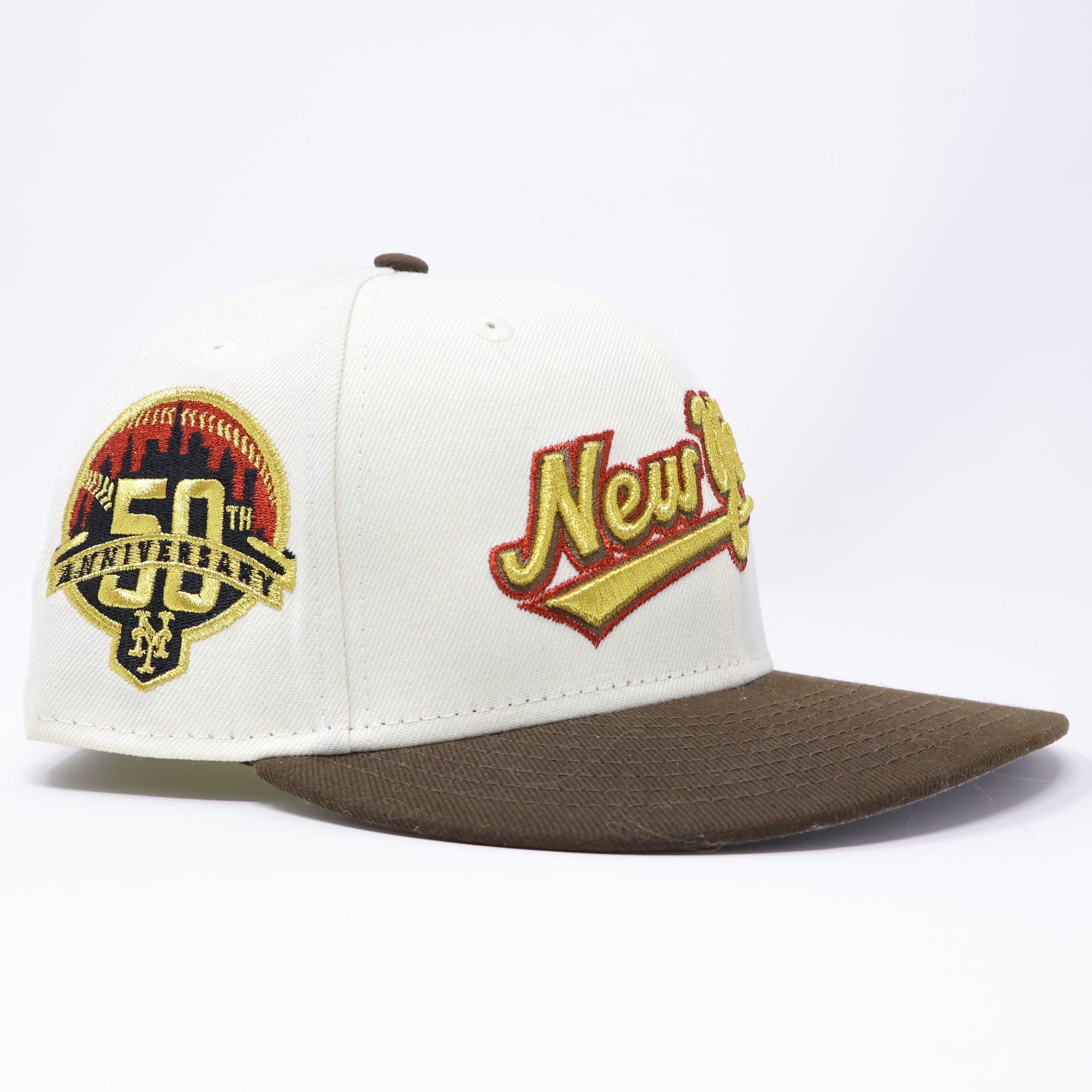 USED 3/8 Chrome New York Mets 50th Anniversary 59fifty New Era Fitted Hat Cap