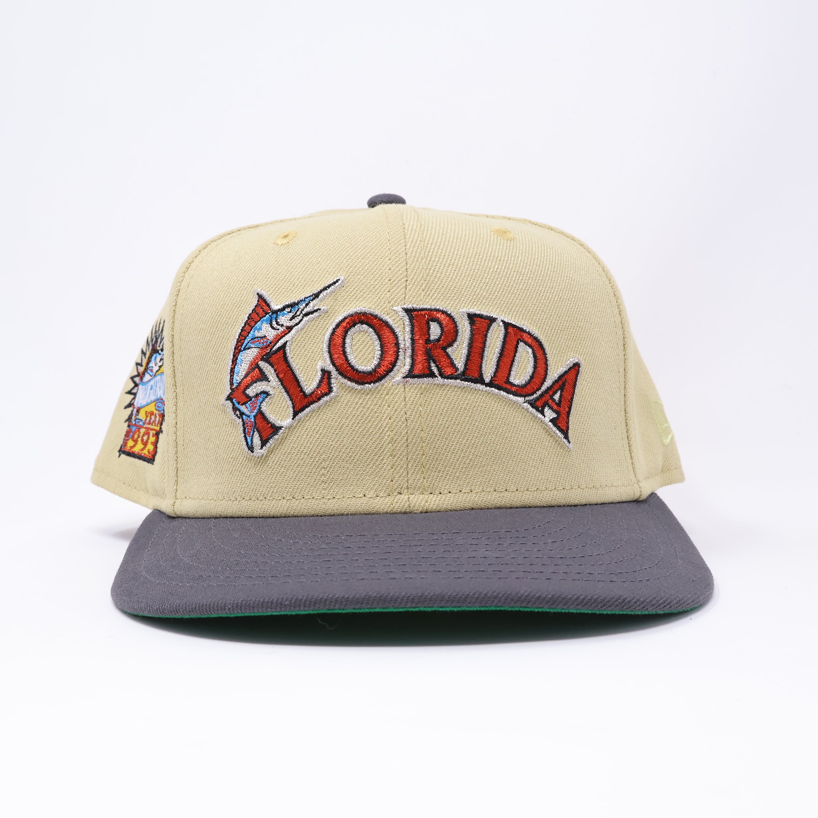USED 1/2 Khaki Florida Marlins 1993 Inaugural 59fifty New Era Fitted Hat Cap