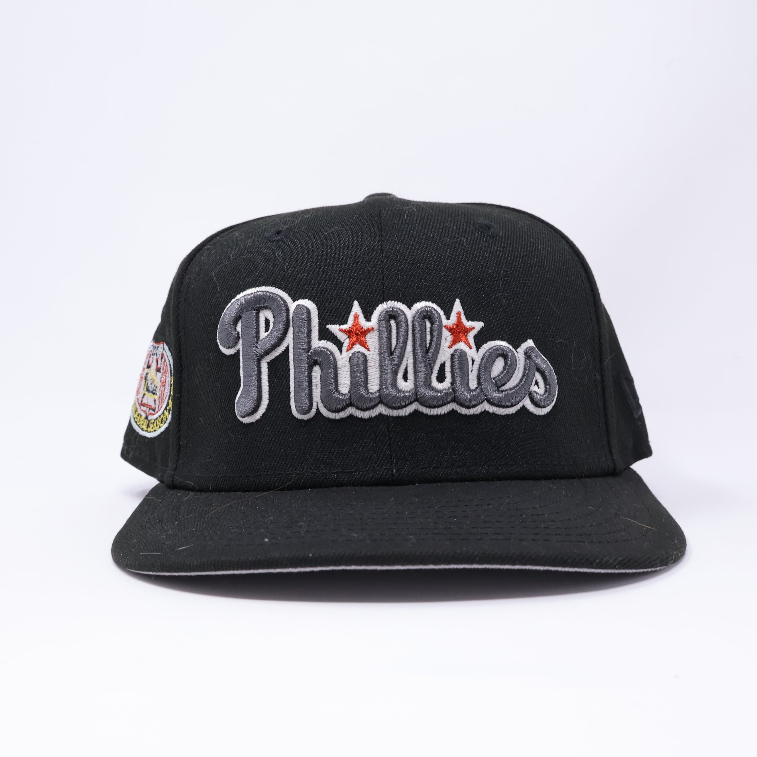 USED 3/8 Black Philadelphia Phillies Inaugural Season 59fifty New Era Fitted Hat Cap