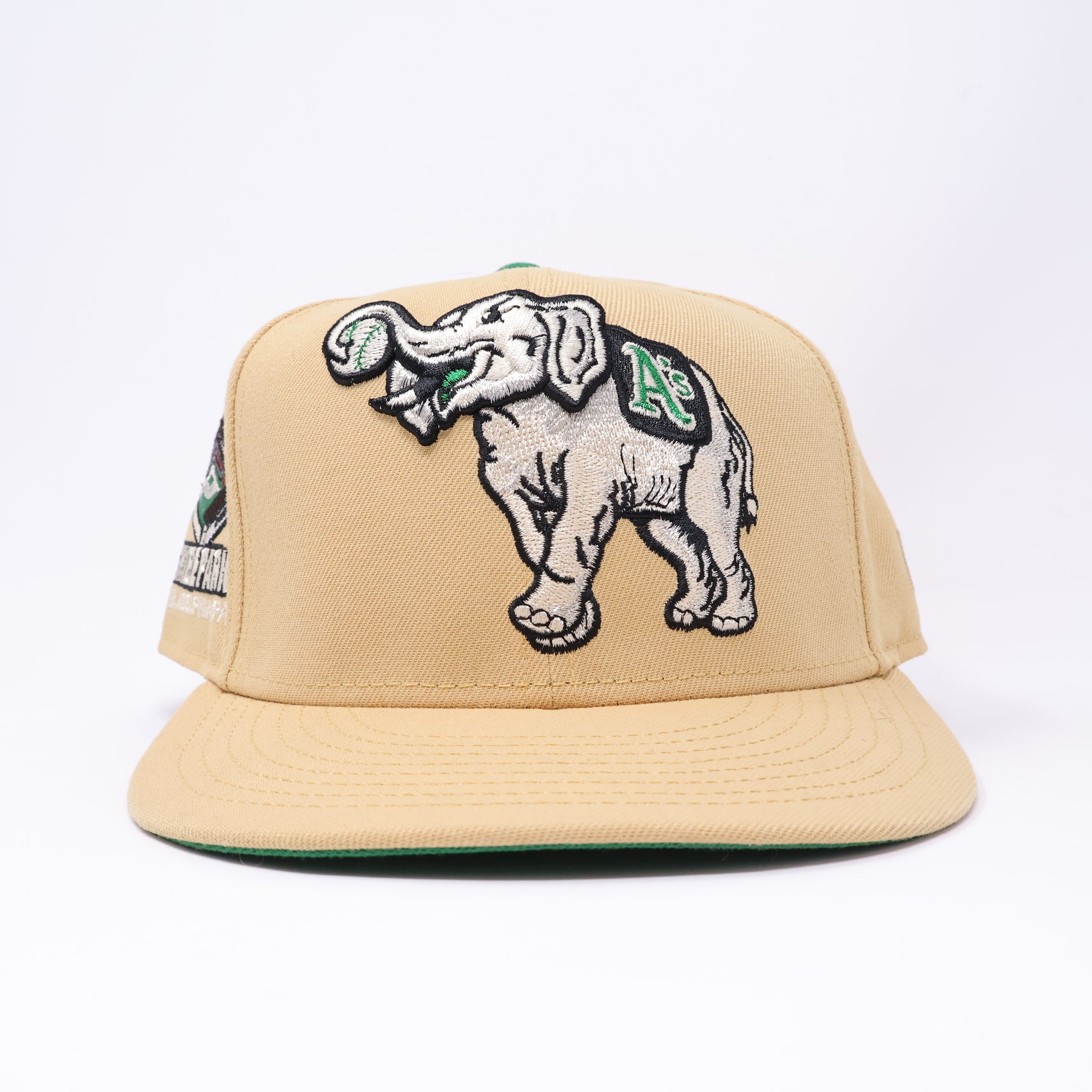 USED 1/2 Khaki Oakland Athletics Shibe Park 59fifty New Era Fitted Hat Cap