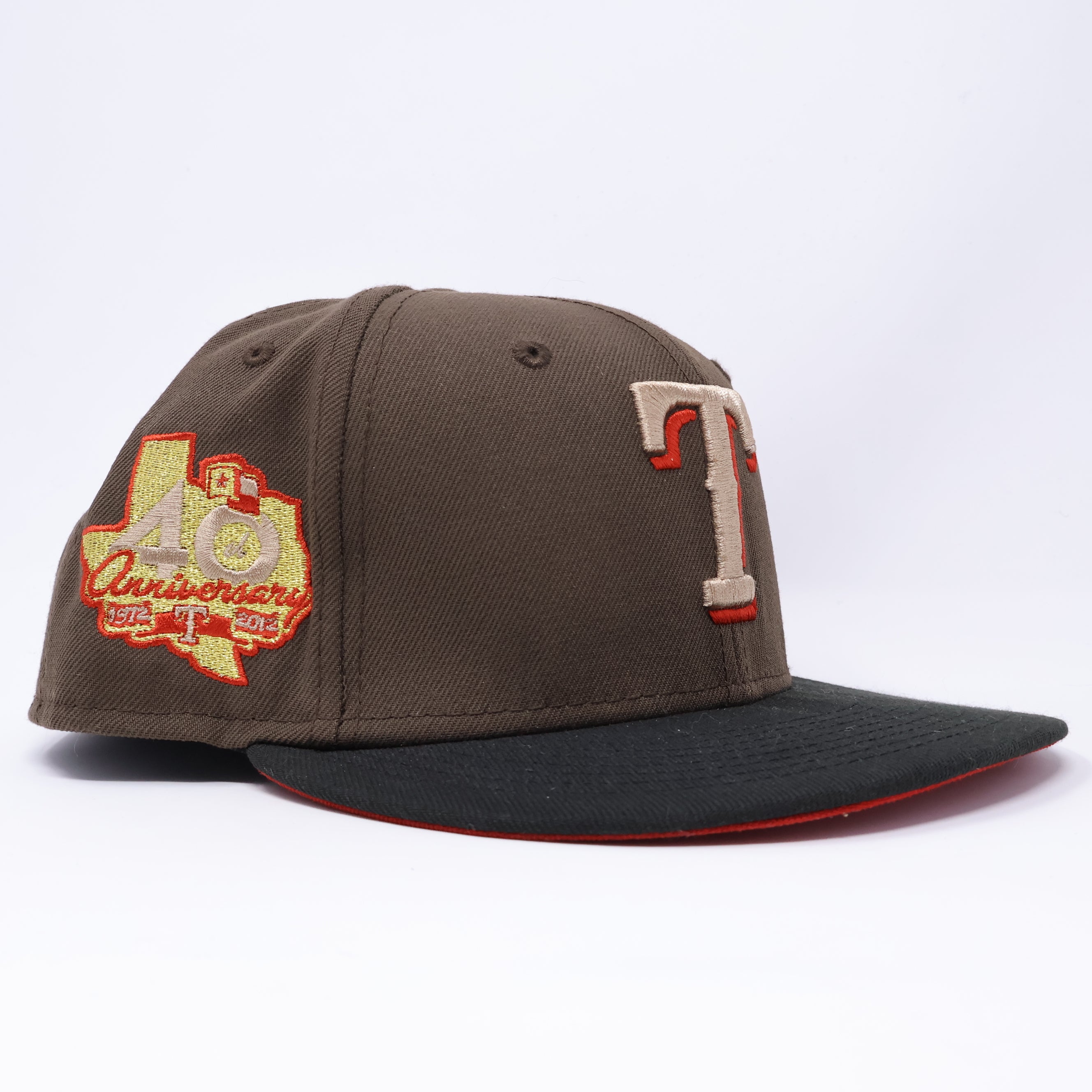 USED 1/4 Brown Dallas Texas Rangers 40th Anniversary 59fifty New Era Fitted Hat Cap
