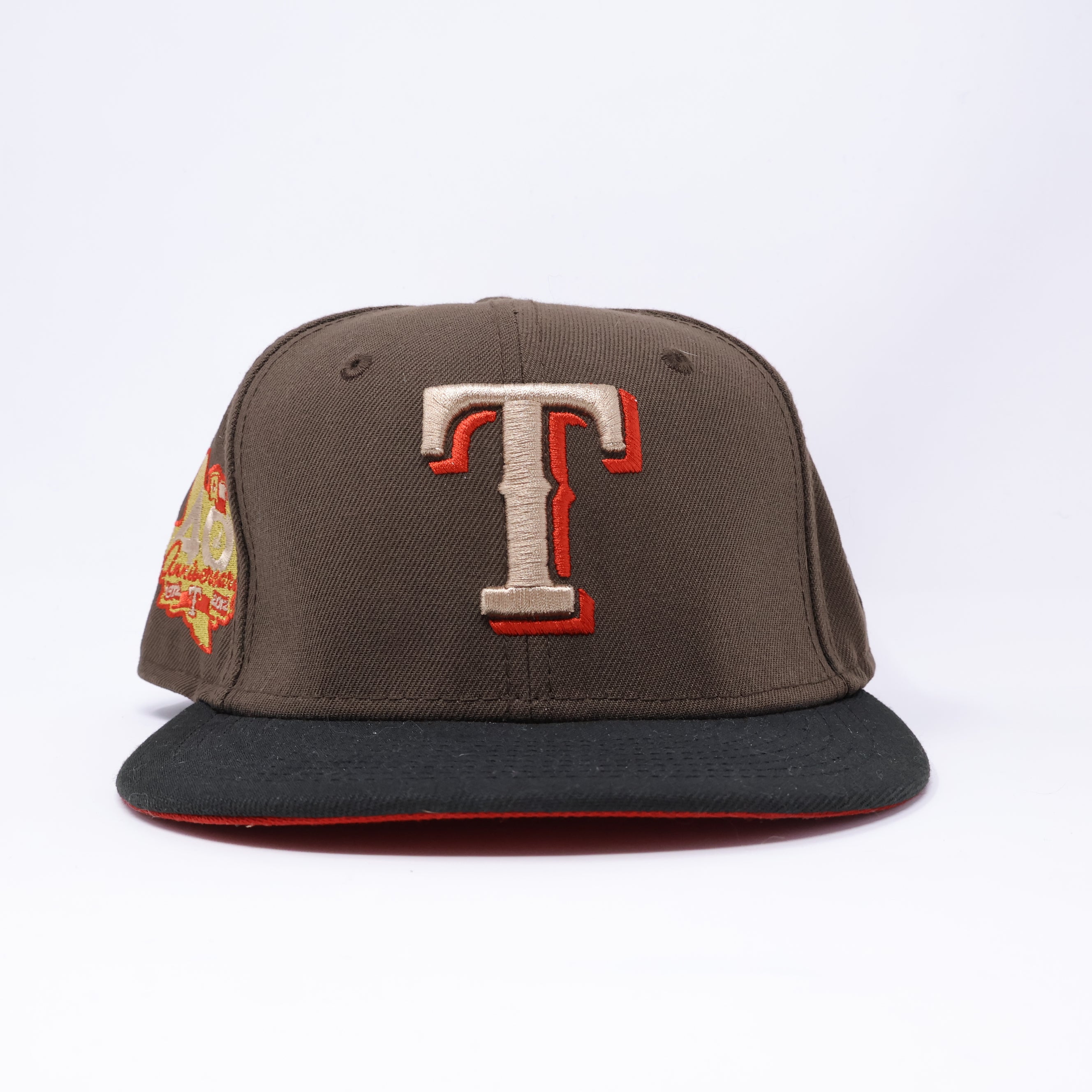 USED 1/4 Brown Dallas Texas Rangers 40th Anniversary 59fifty New Era Fitted Hat Cap