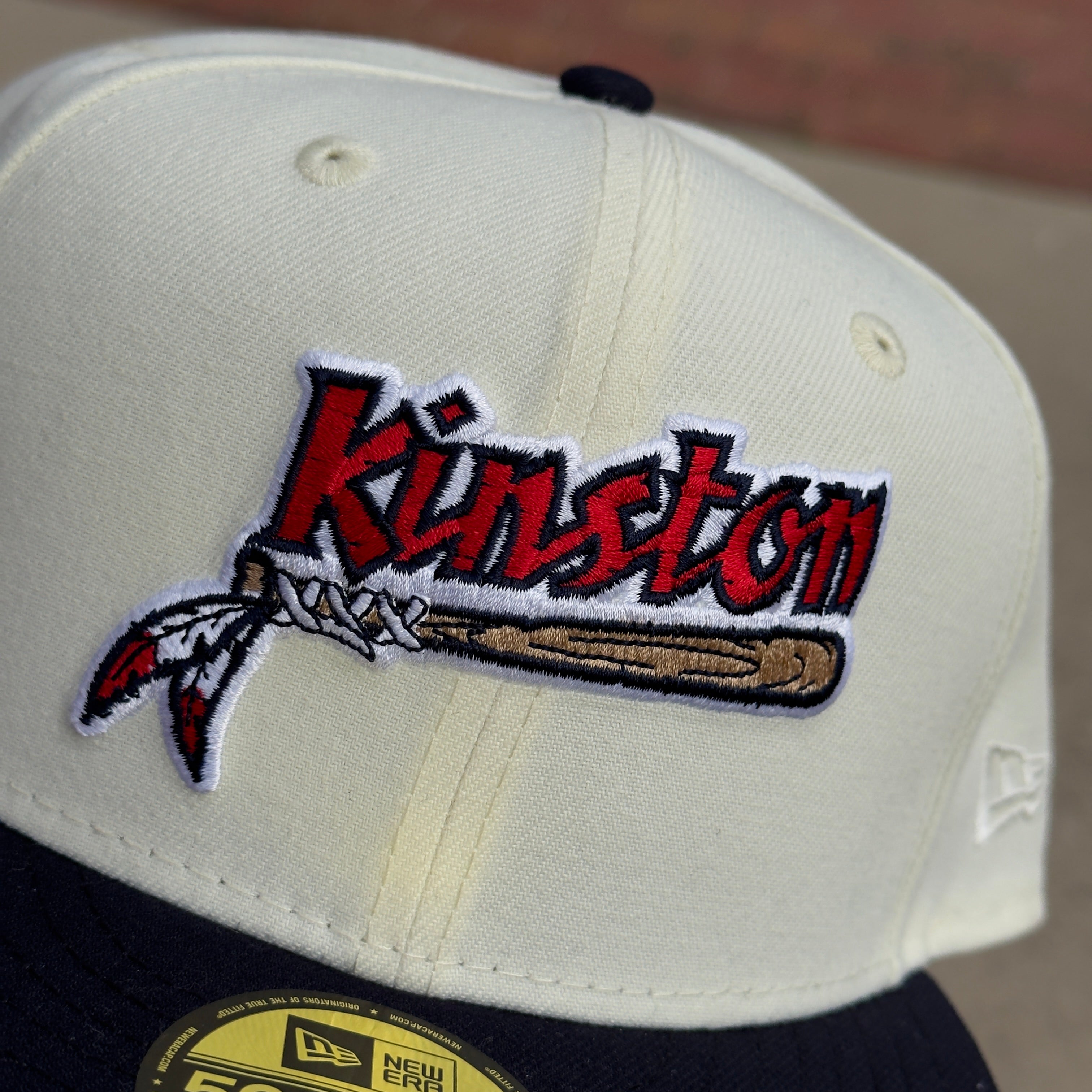 7 5/8  Chrome Kinston Indians Basic 59fifty New Era Fitted Cap Hat MLB