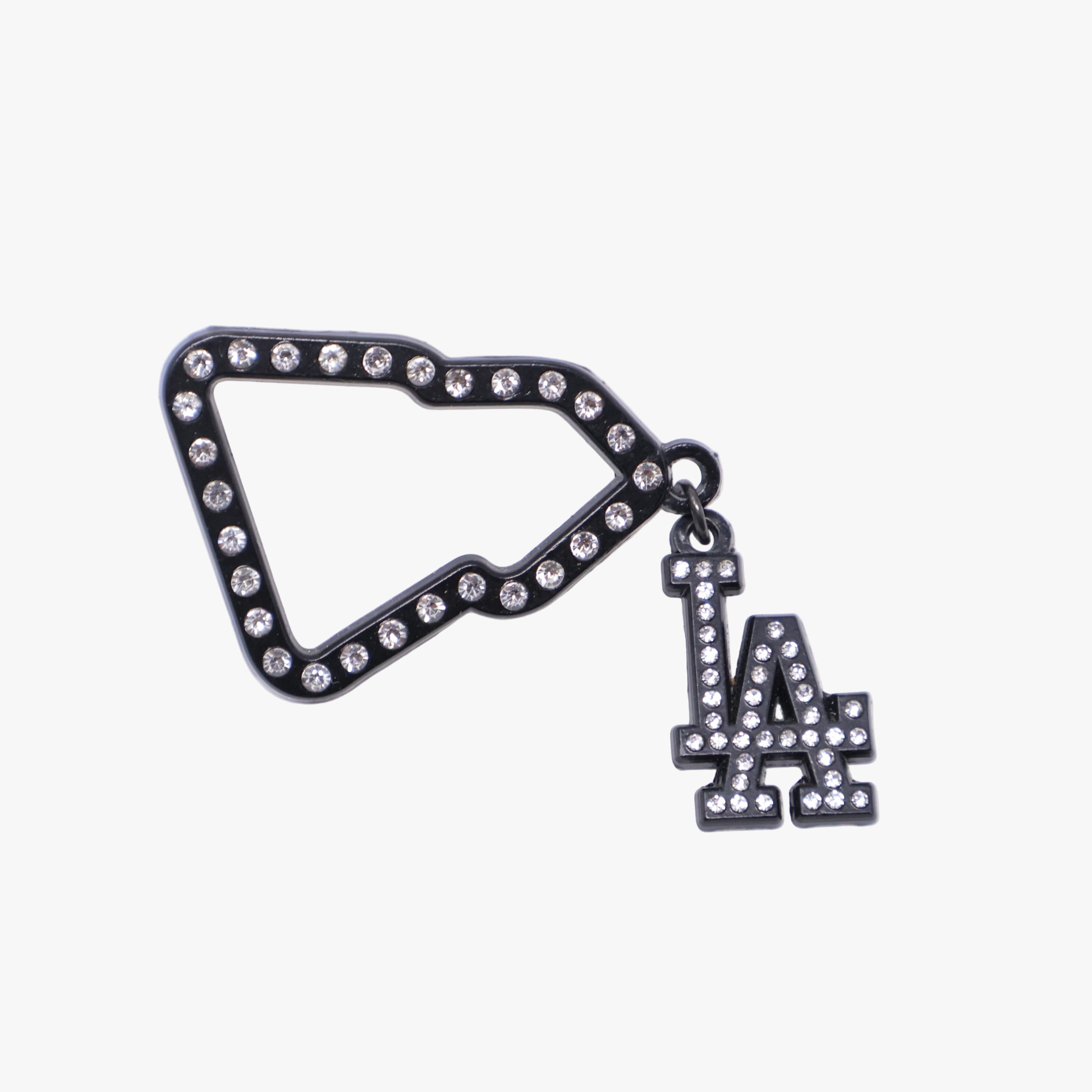 Black Rhinestone Los Angeles LA Flag Outline Pin