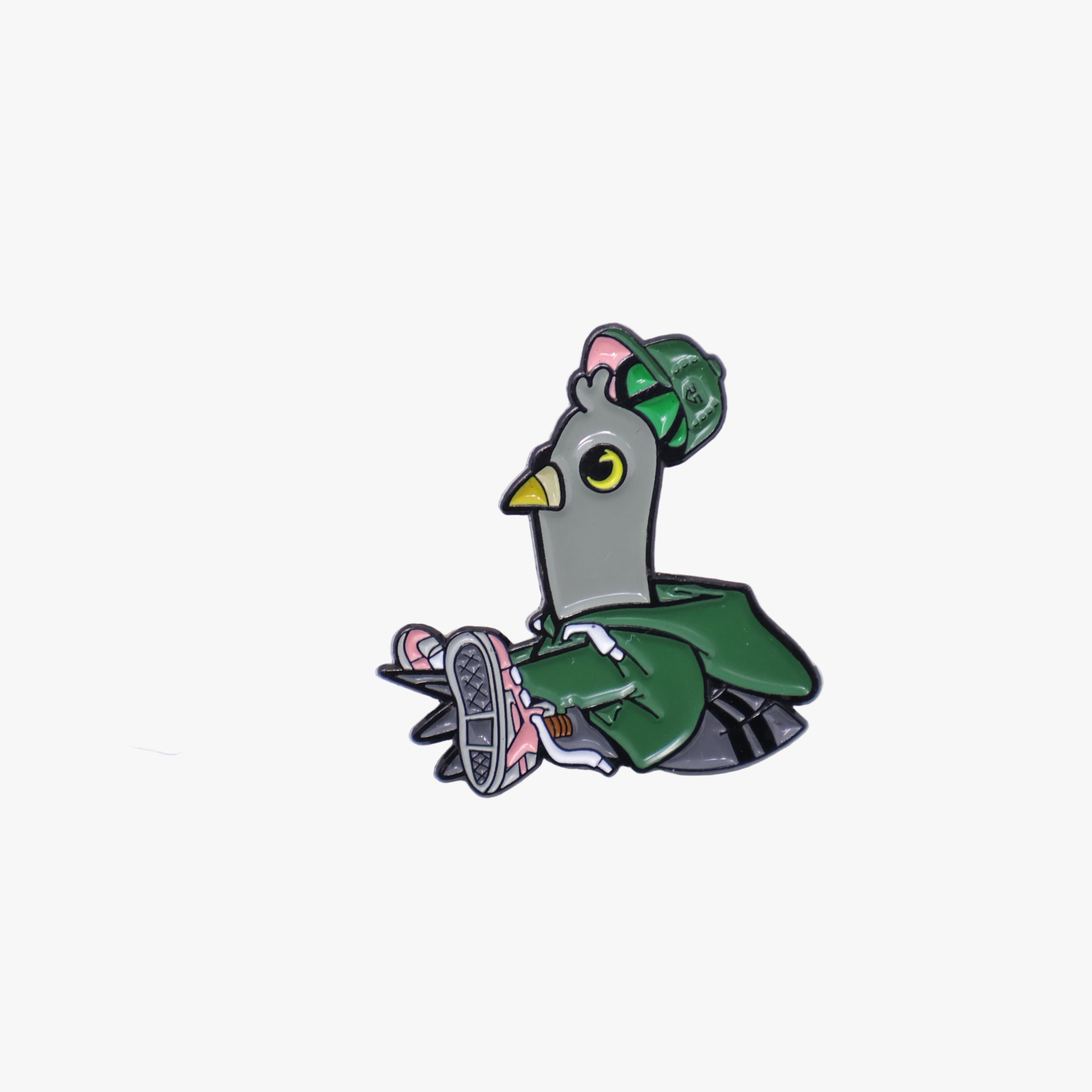 Green Resting Pigeon Graphic Pin