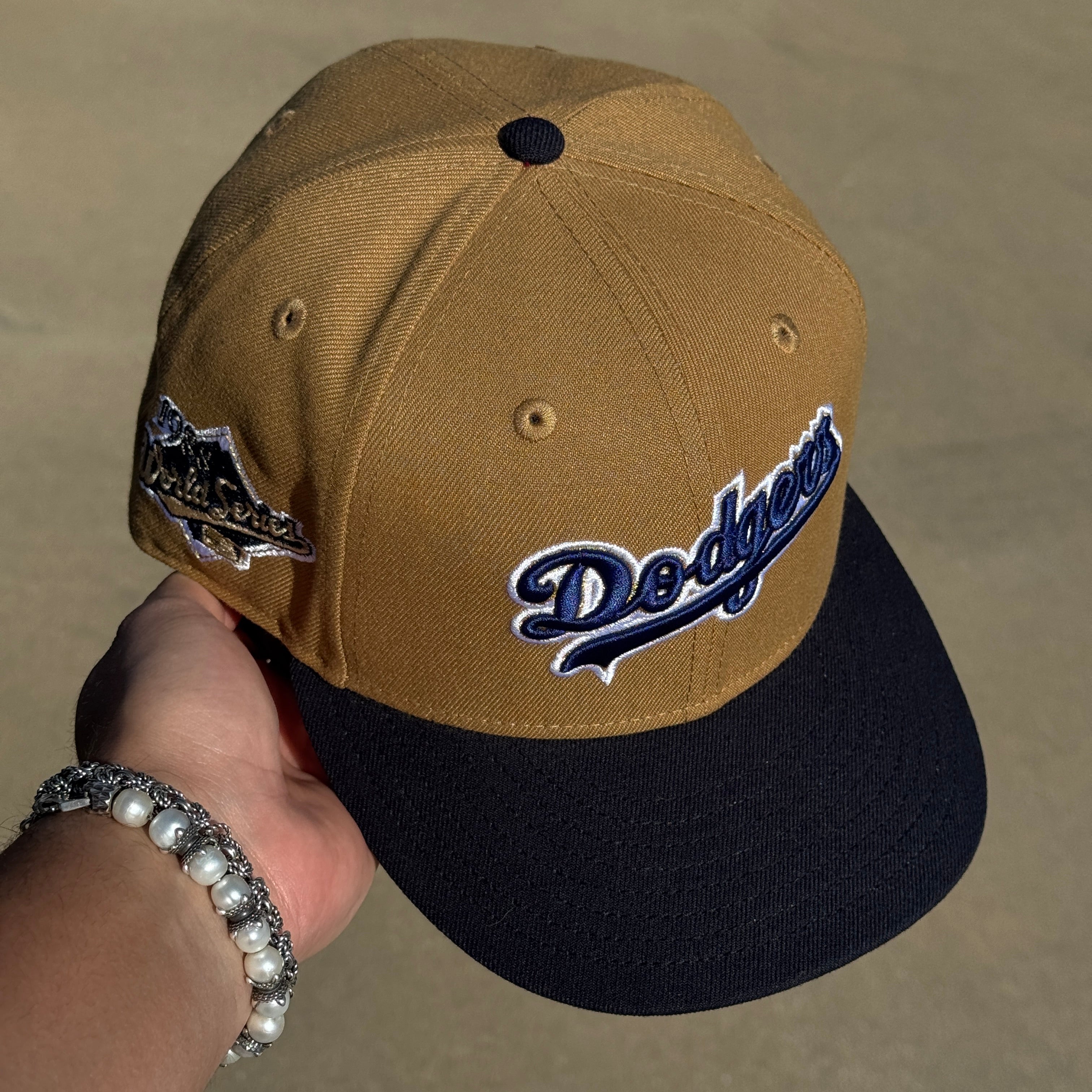 USED 5/8 Khaki Los Angeles Dodgers 1988 World Series  59fifty New Era Fitted Hat Cap