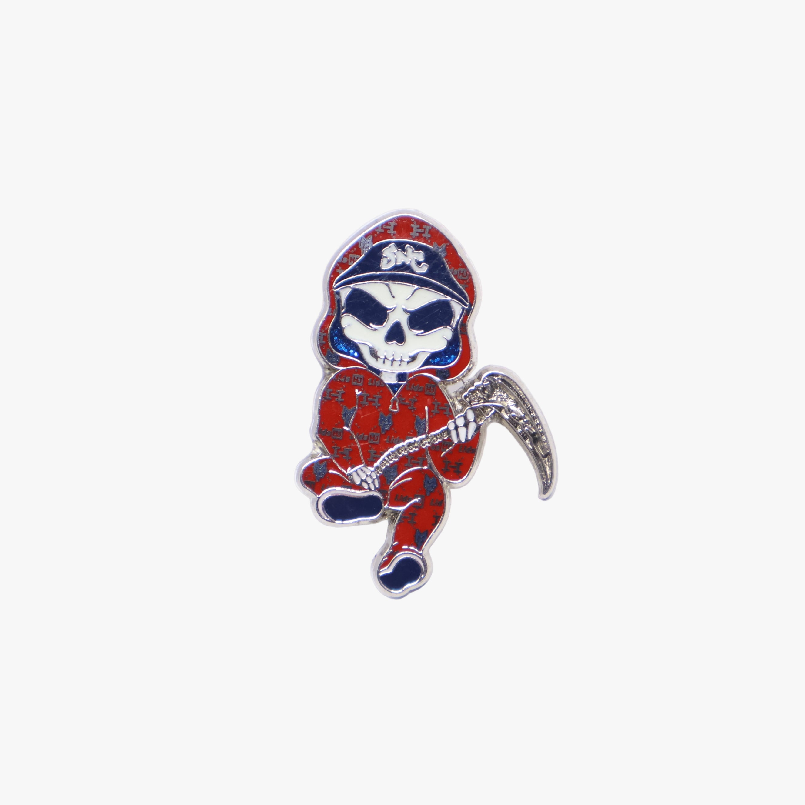 Red Grimreaper Skeleton Graphic Pin