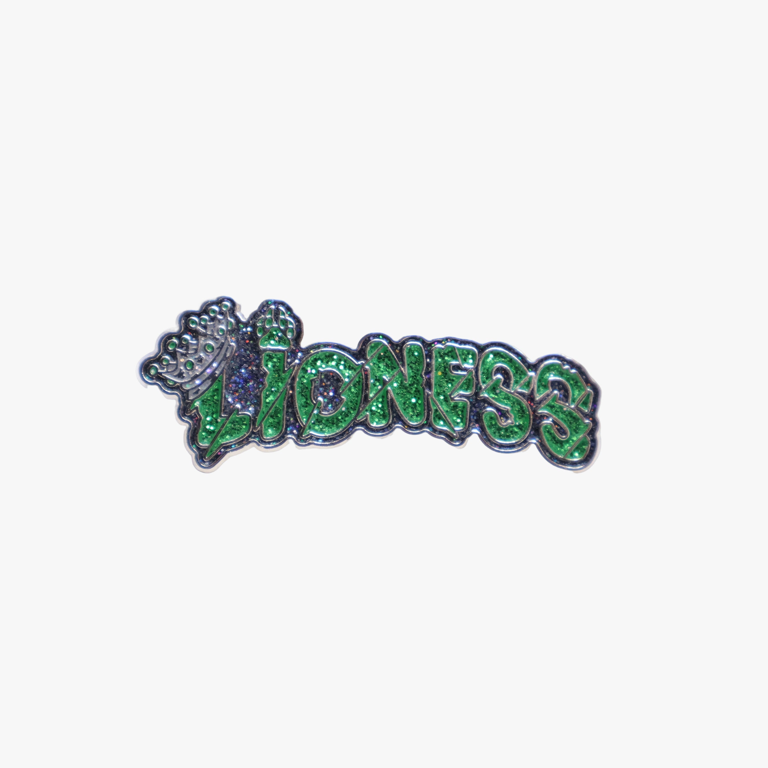 Green Lioness Script Pin