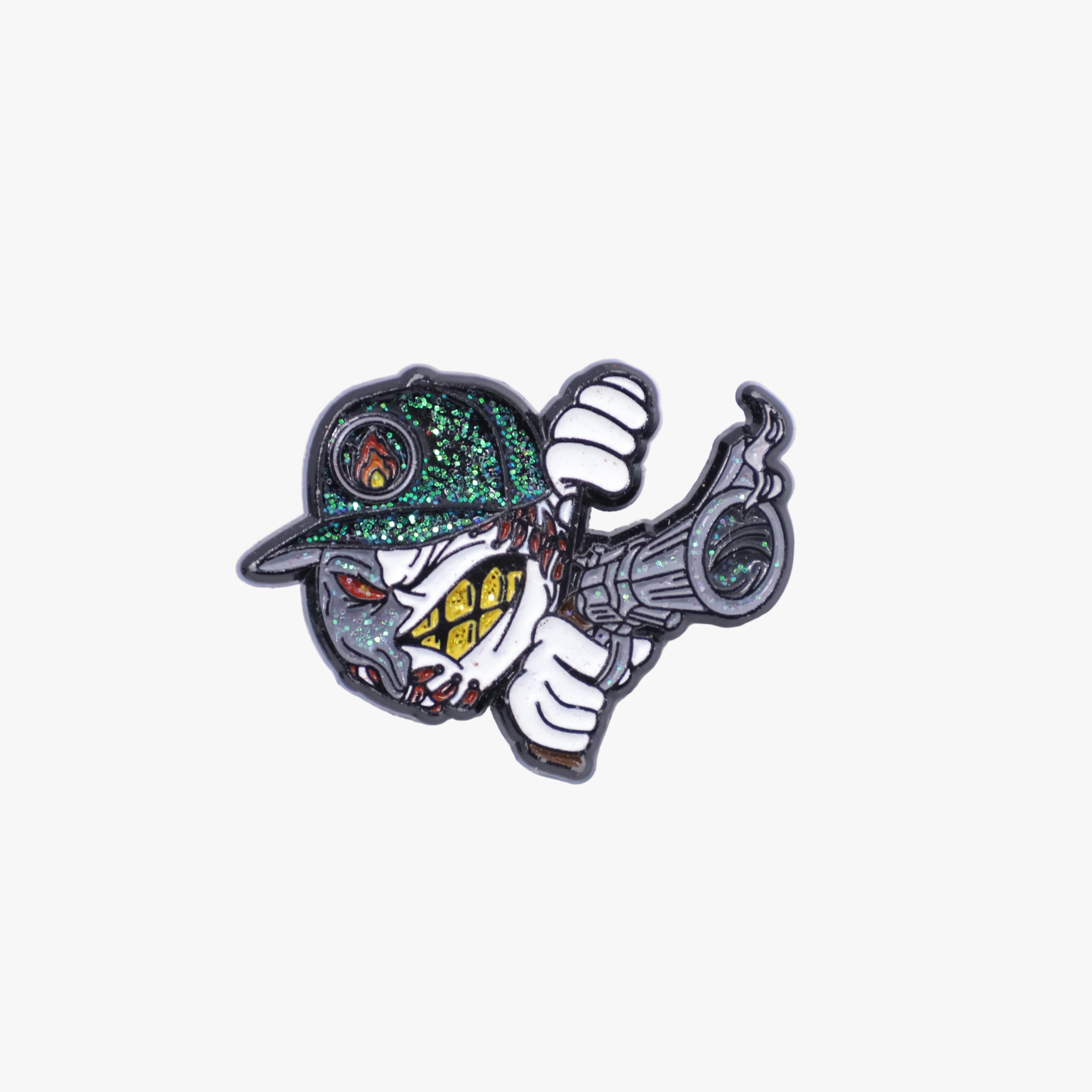 Terminator Shooter Baseball Dark Green Cap Peeker Pin (GITD)