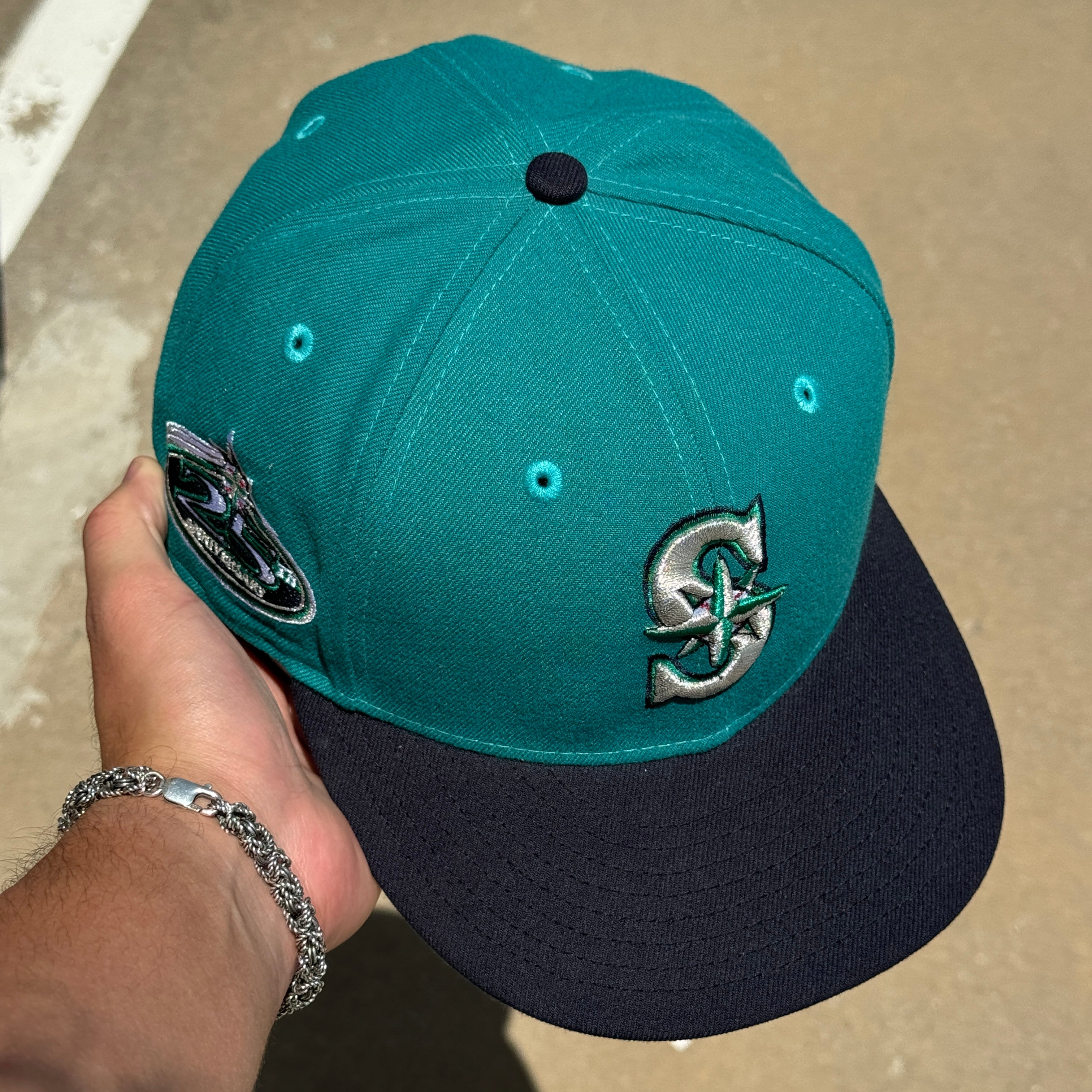 USED 8 Teal Seattle Mariners 25th Anniversary 59fifty New Era Fitted Hat Cap