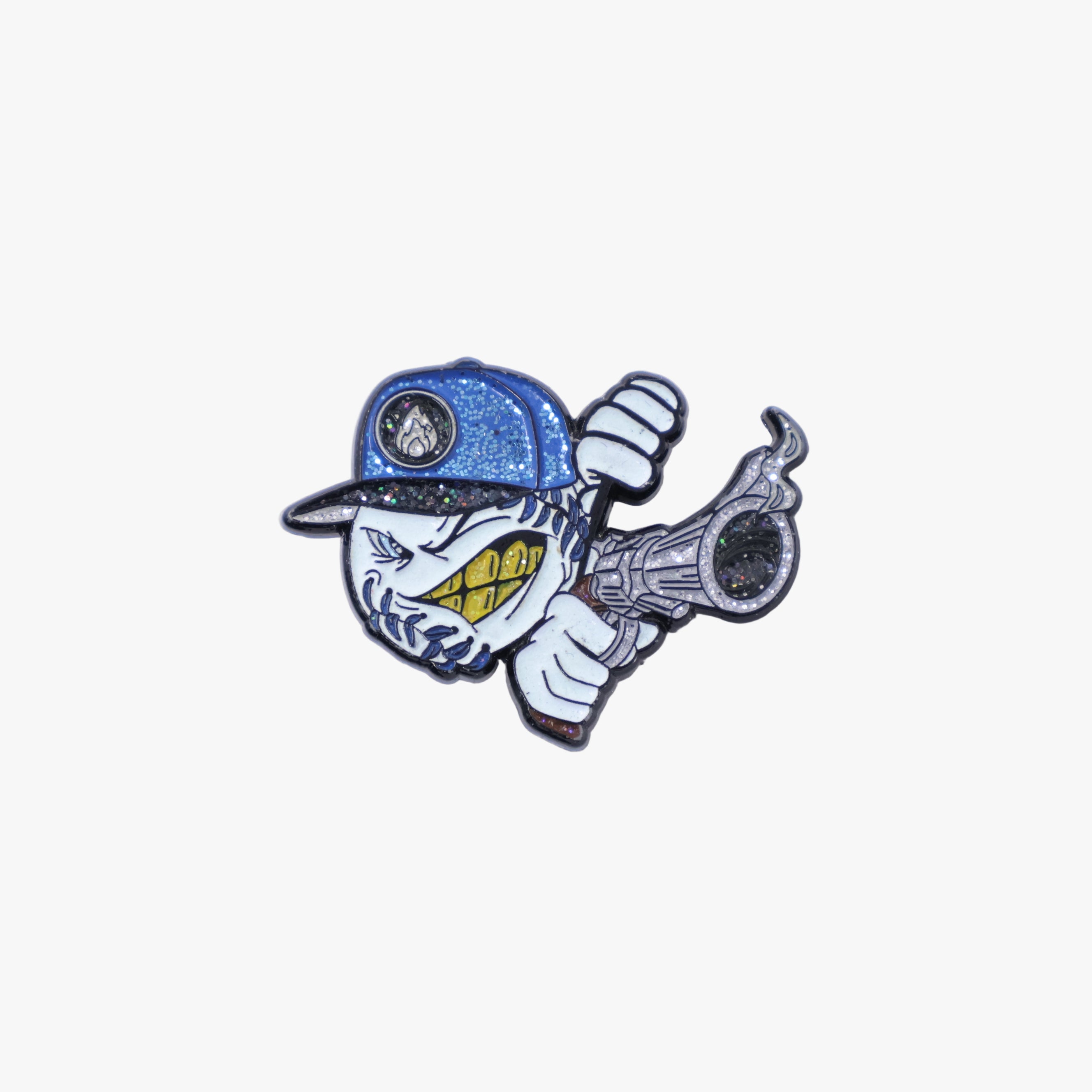 Classic Shooter Baseball Blue Cap Black Brim Cap Peeker Pin (GITD)