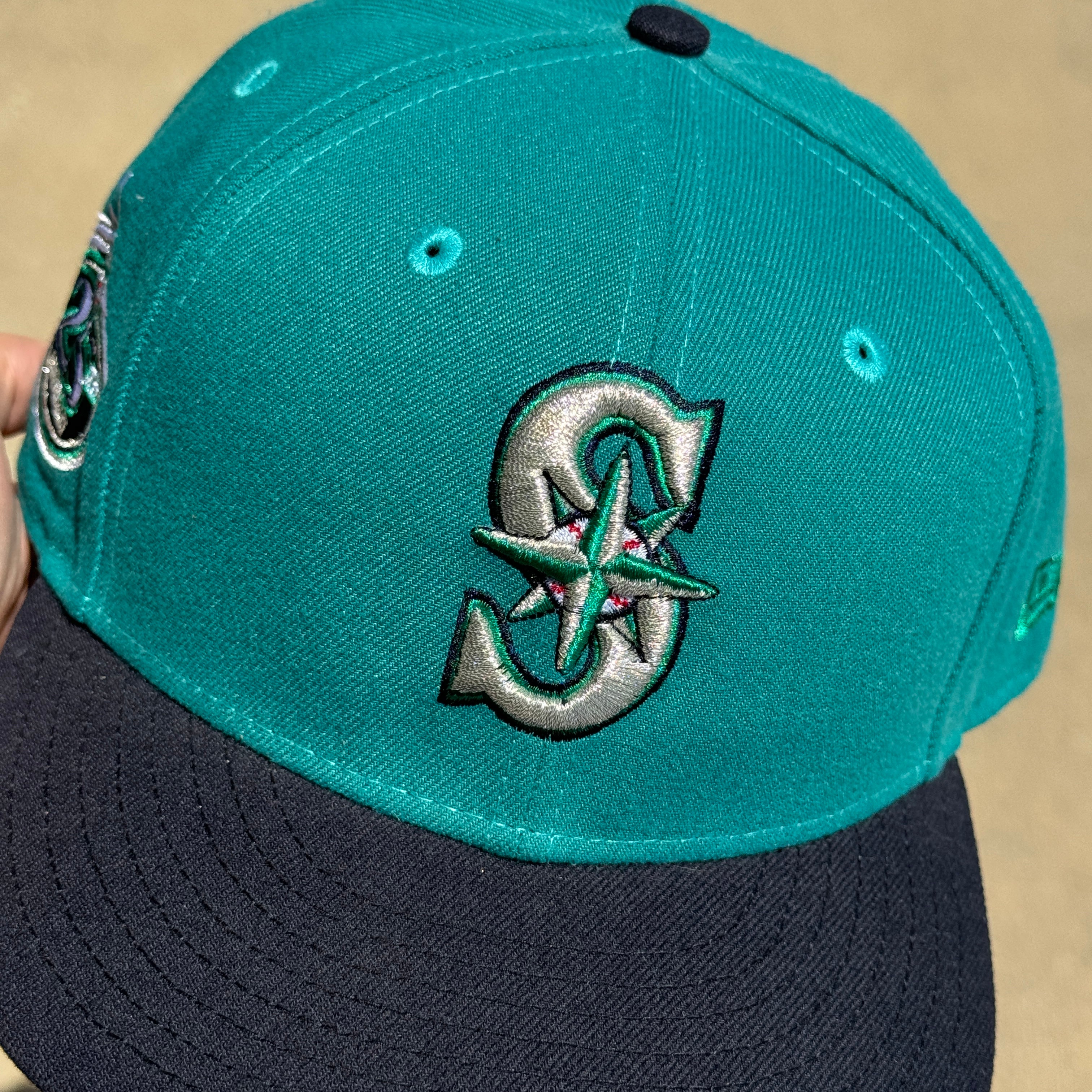 USED 8 Teal Seattle Mariners 25th Anniversary 59fifty New Era Fitted Hat Cap