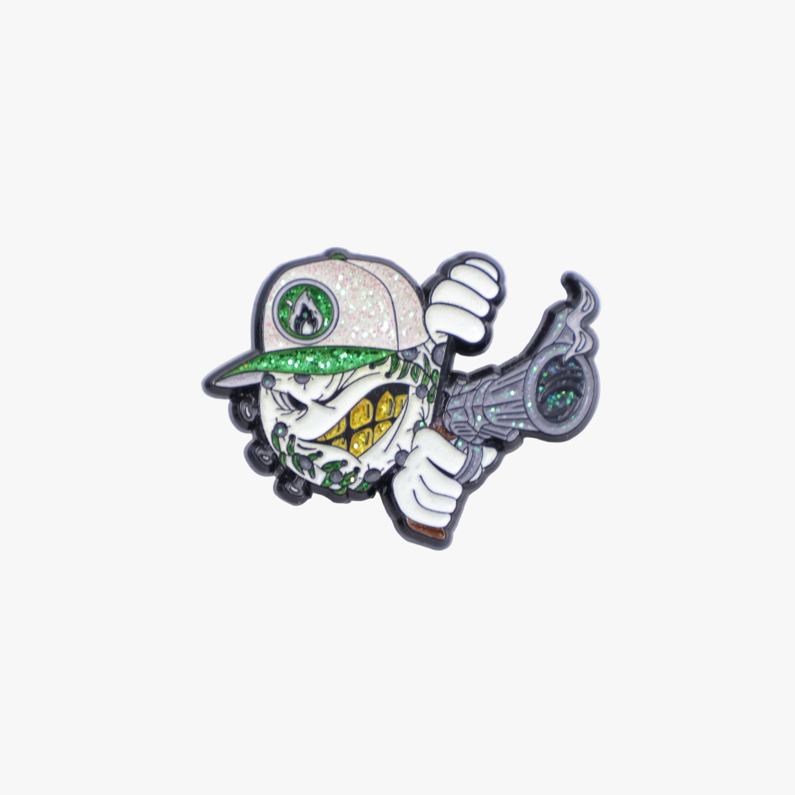 Classic Shooter Baseball Blush Pink Green Brim Cap Peeker Pin (GITD)