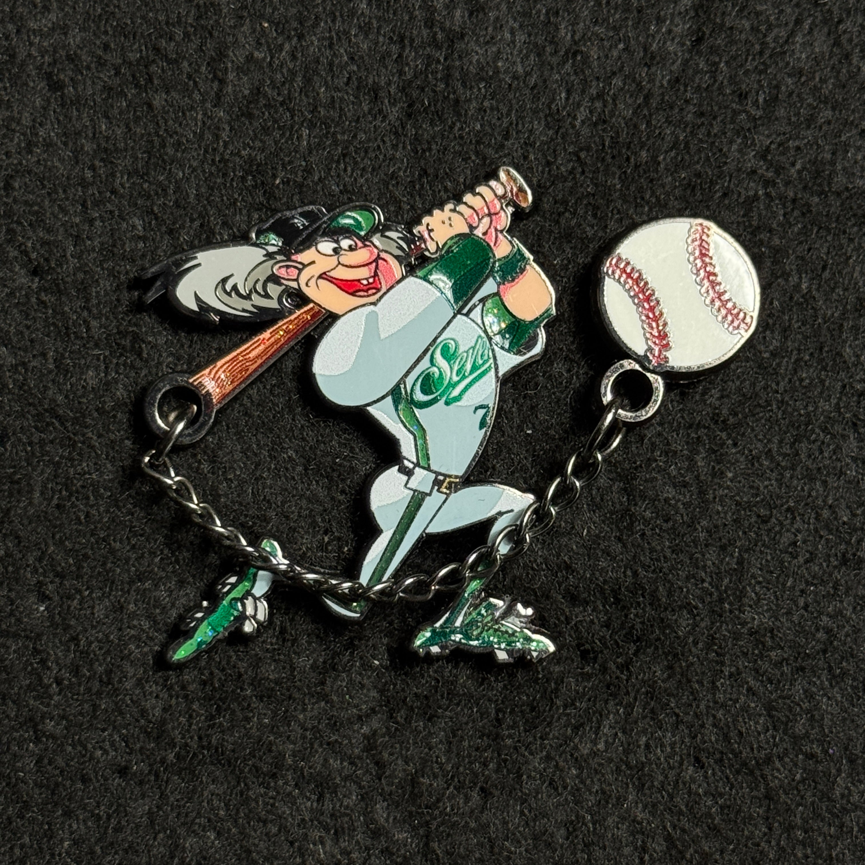 Baseball Player Swinging Graphic Pin