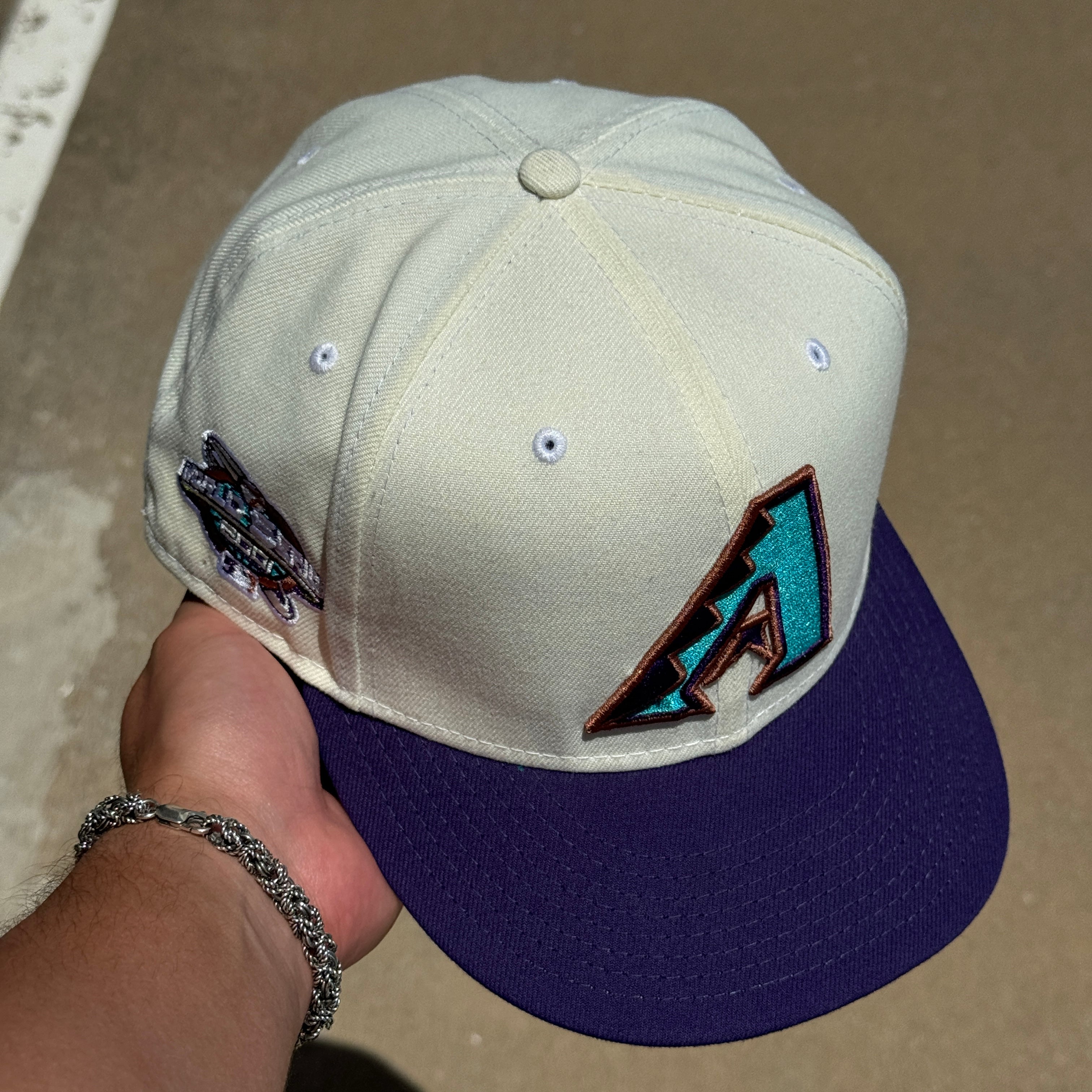 USED 8 Chrome Arizona Diamondbacks 2001 World Series 59fifty New Era Fitted Hat Cap