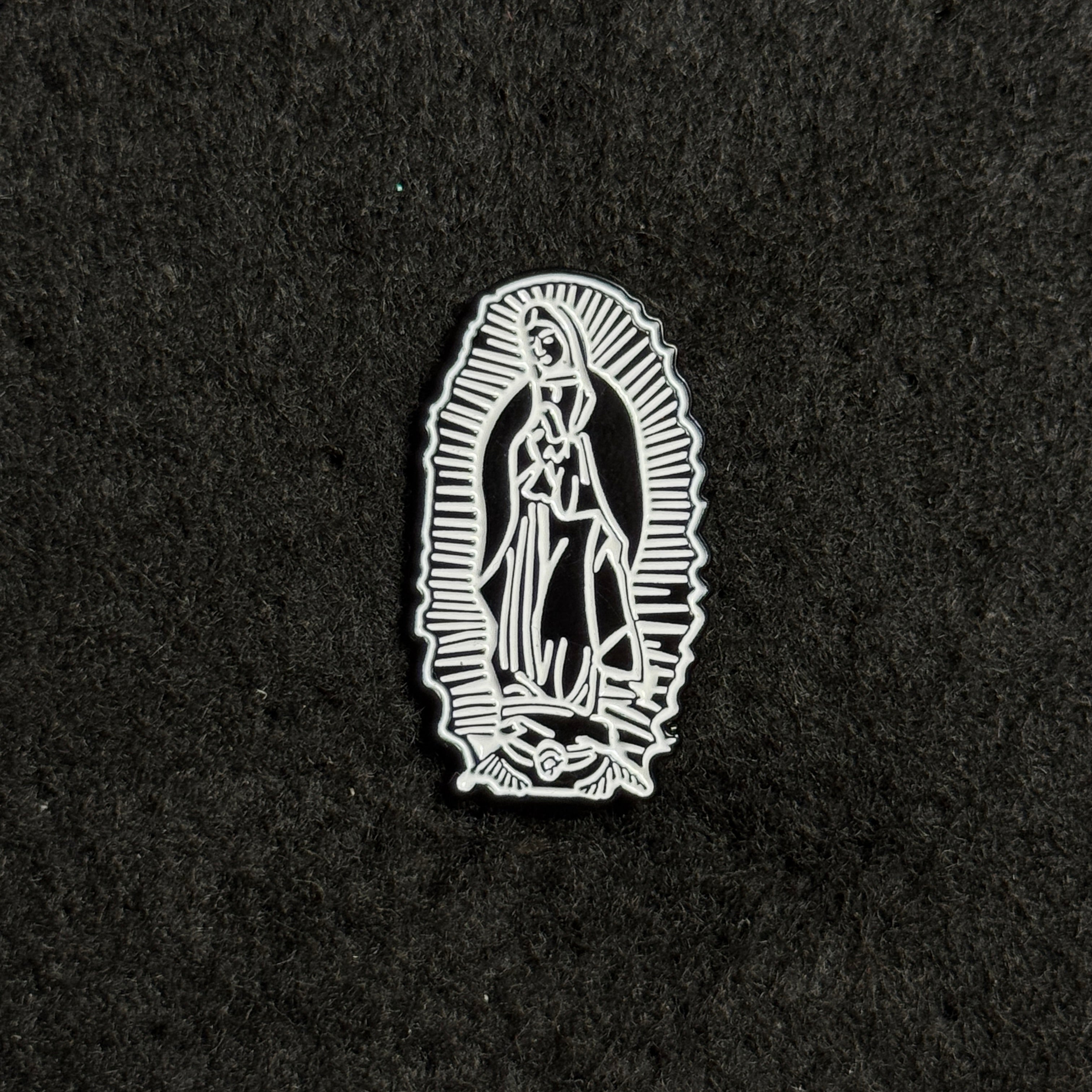 Black/White Virgin Mary Graphic Pin