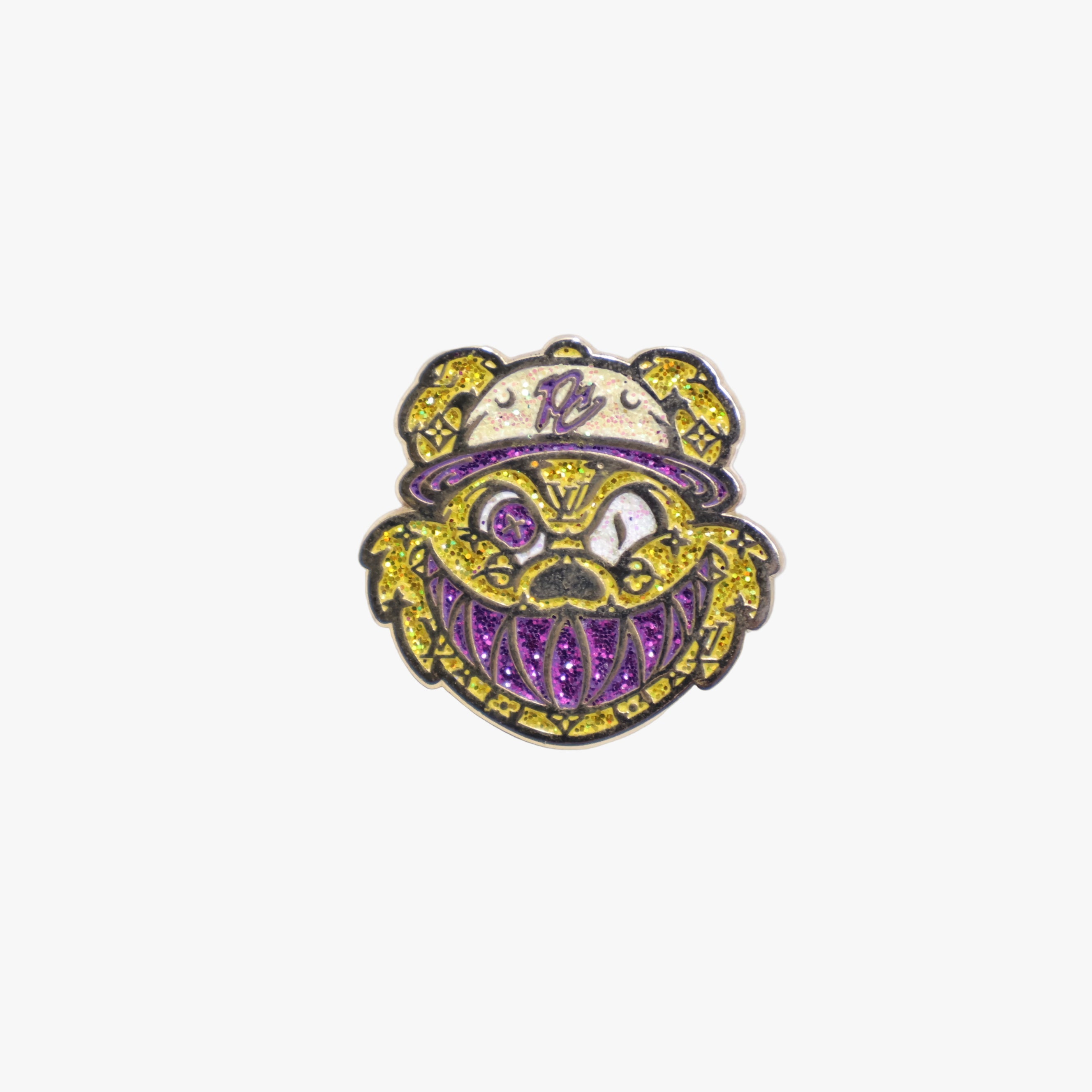 Pinzcity Bear Yellow Purple Teeth Graphic Pin